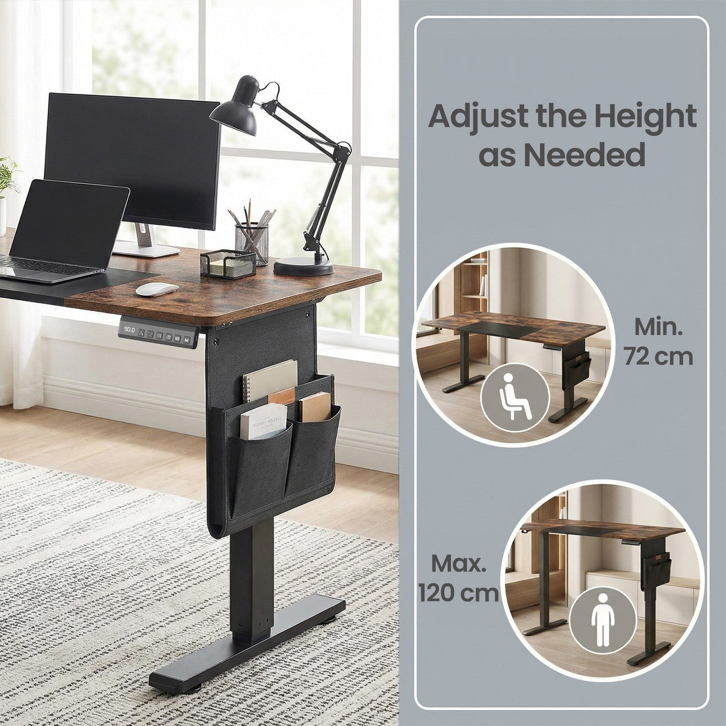 Electric Standing Desk - 70L - Steel - Height Adjustable