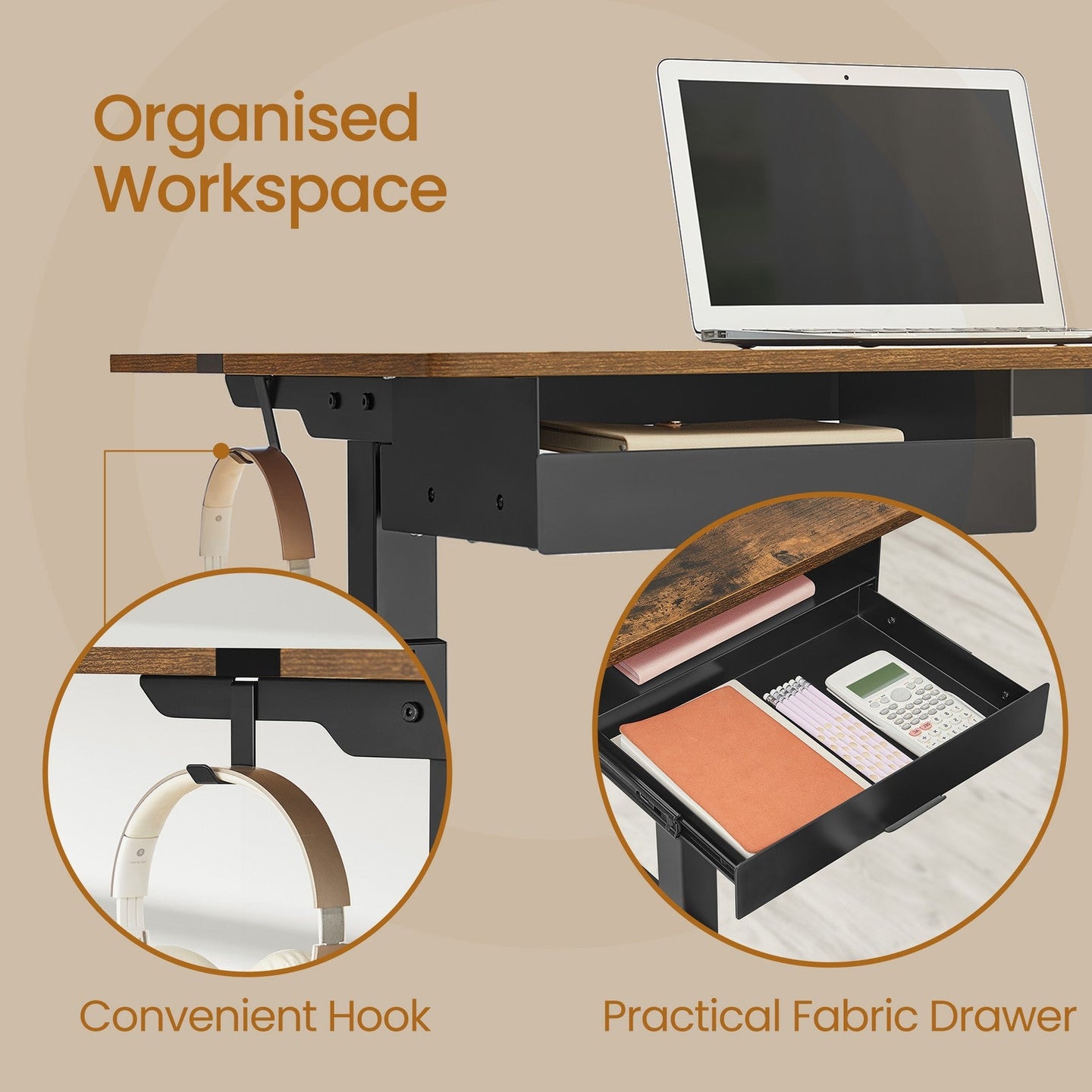 Height Adjustable Electric Standing Desk - 120L - Particleboard - Memory Function