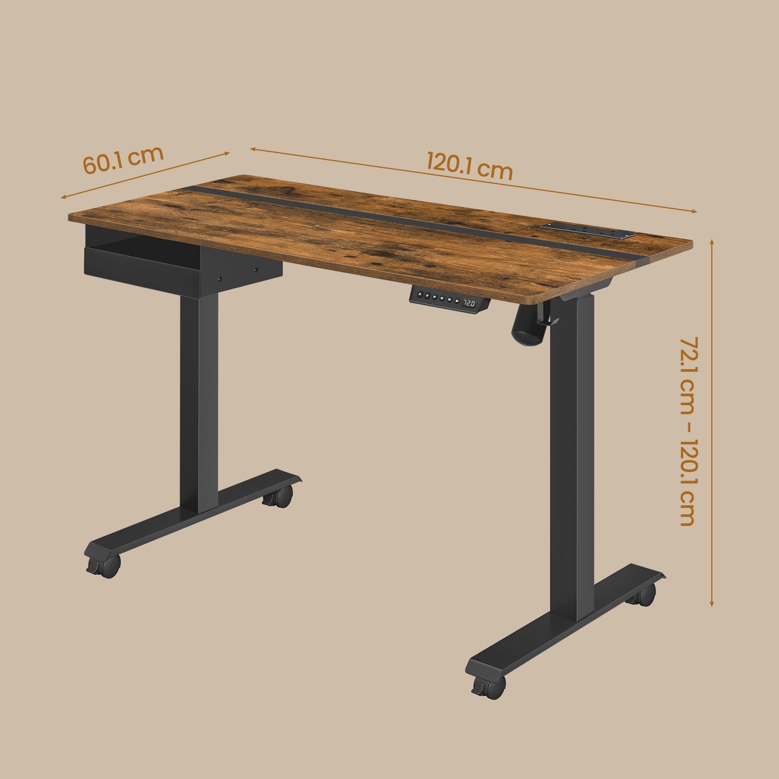 Height Adjustable Electric Standing Desk - 120L - Particleboard - Memory Function