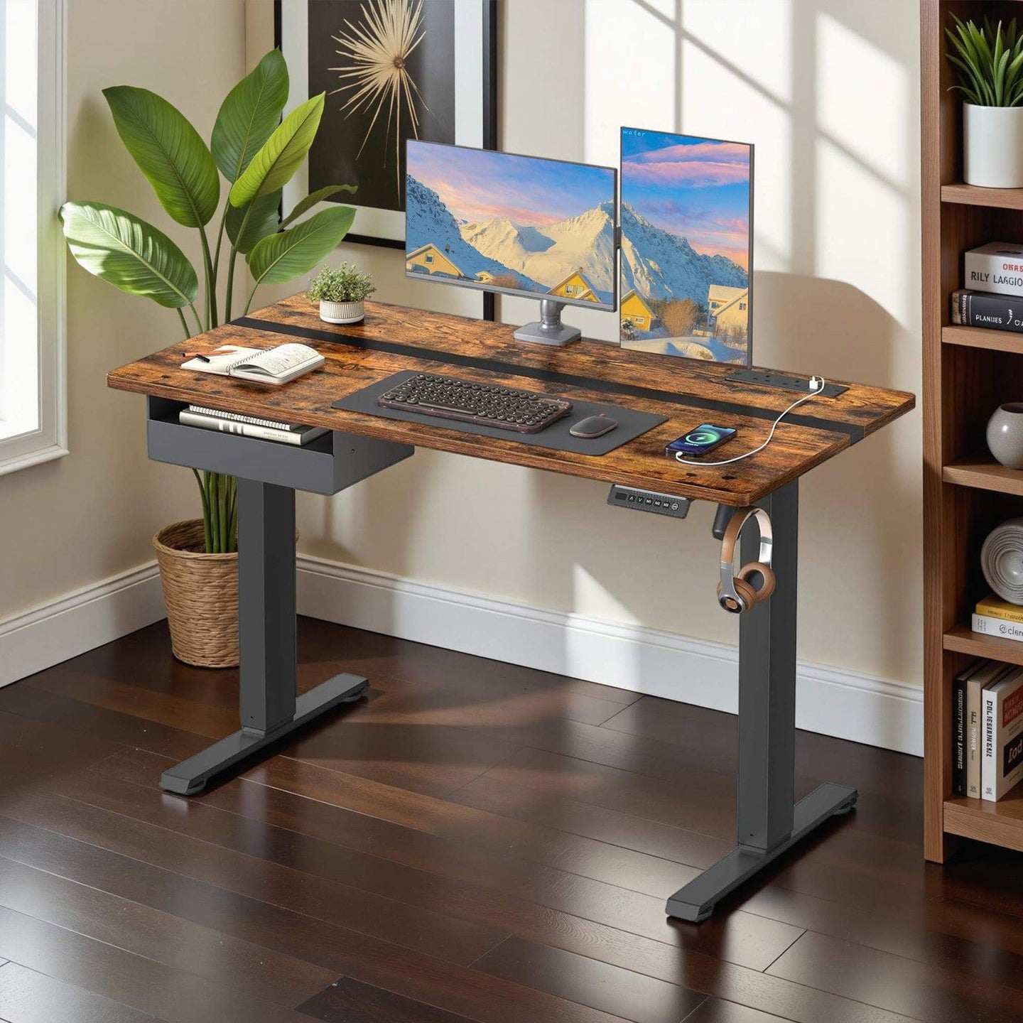 Height Adjustable Electric Standing Desk - 120L - Particleboard - Memory Function