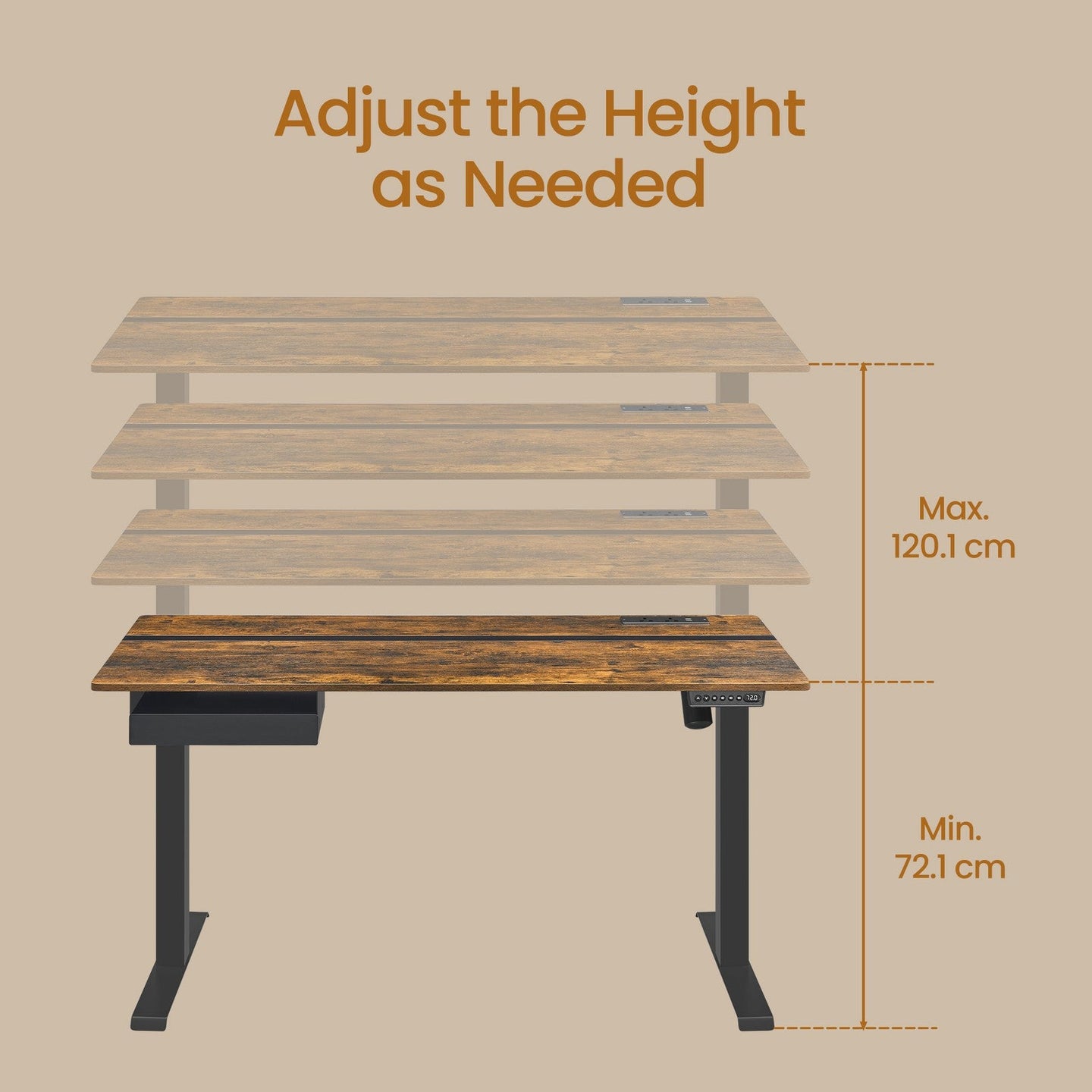 Height Adjustable Electric Standing Desk - 120L - Particleboard - Memory Function