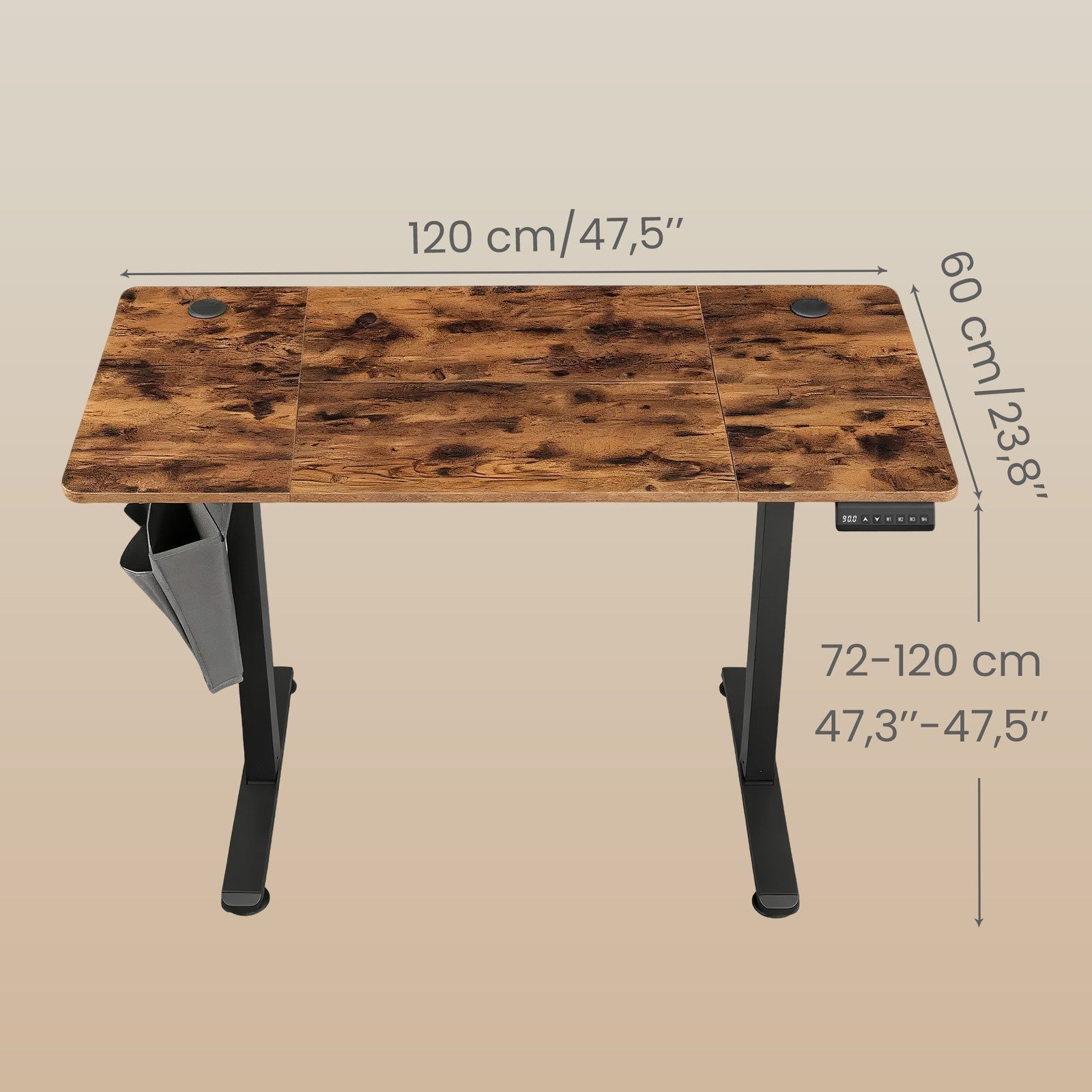 Electric Standing Desk - 120L - Particleboard - Height Adjustable