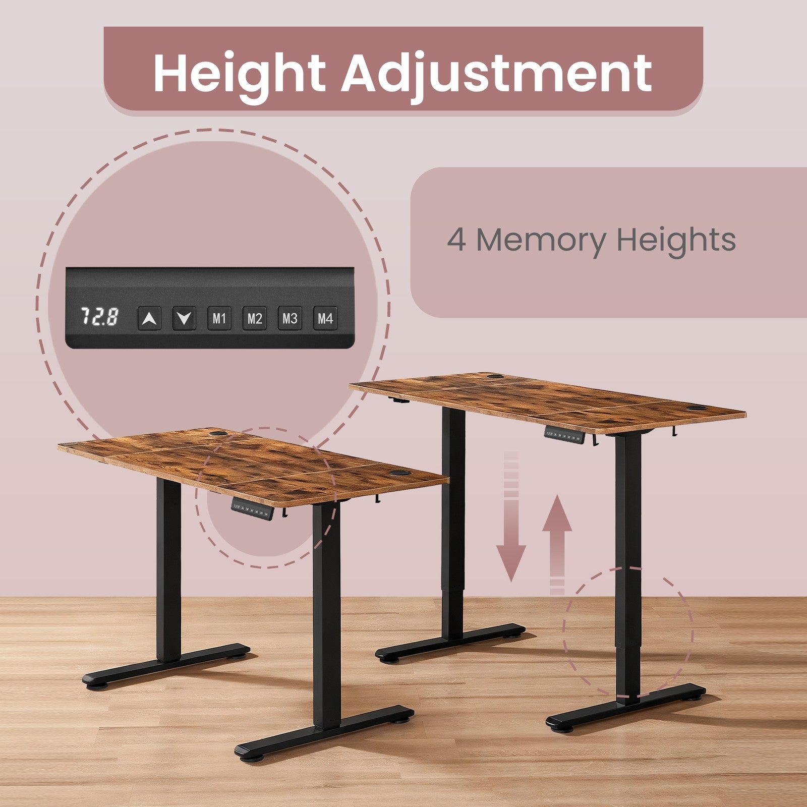 Electric Standing Desk - 120L - Particleboard - Height Adjustable