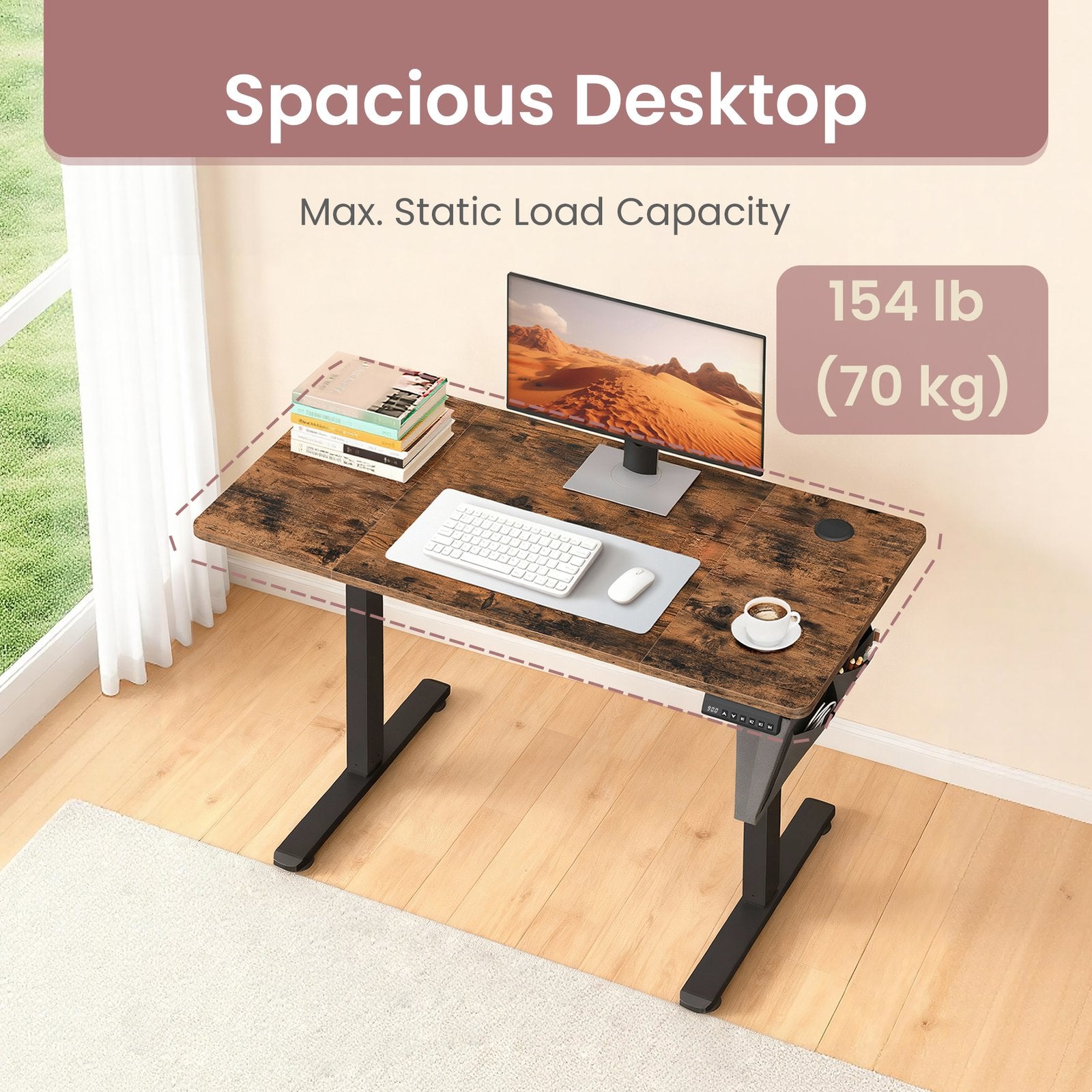 Electric Standing Desk - 120L - Particleboard - Height Adjustable