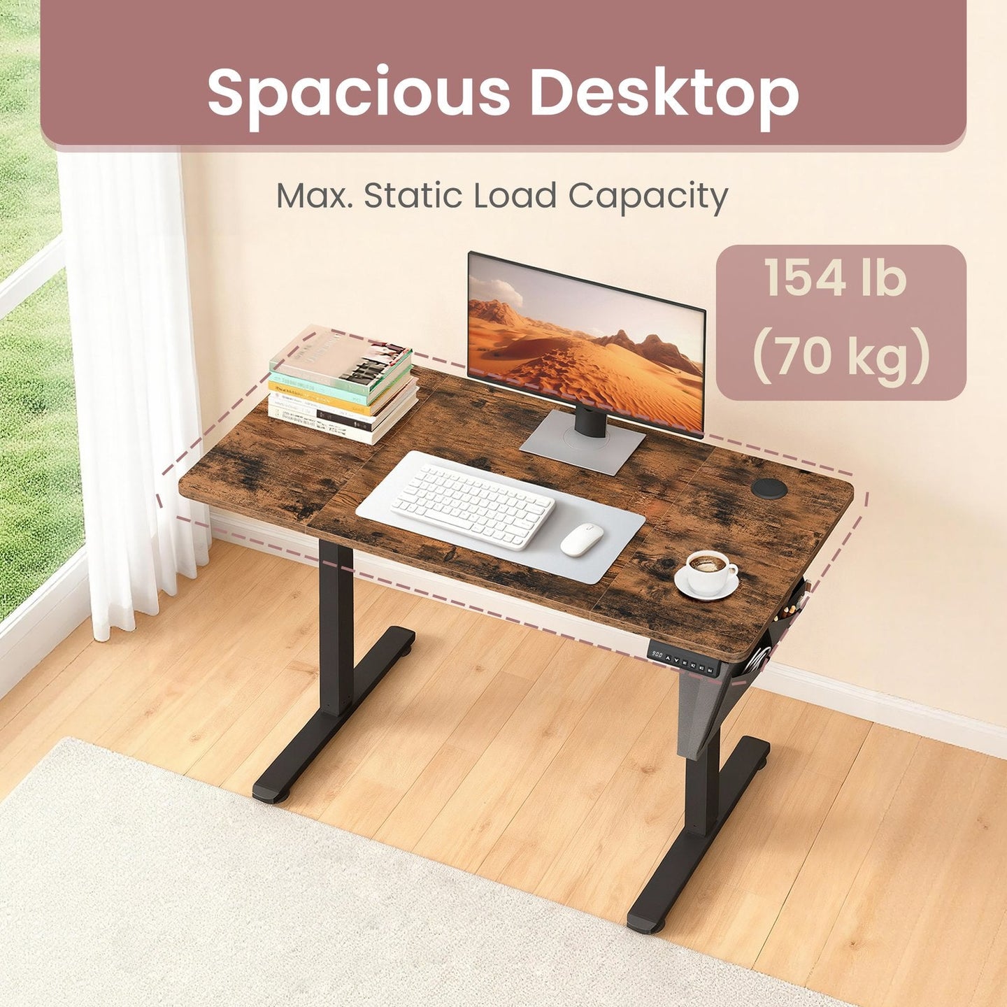 Electric Standing Desk - 120L - Particleboard - Height Adjustable