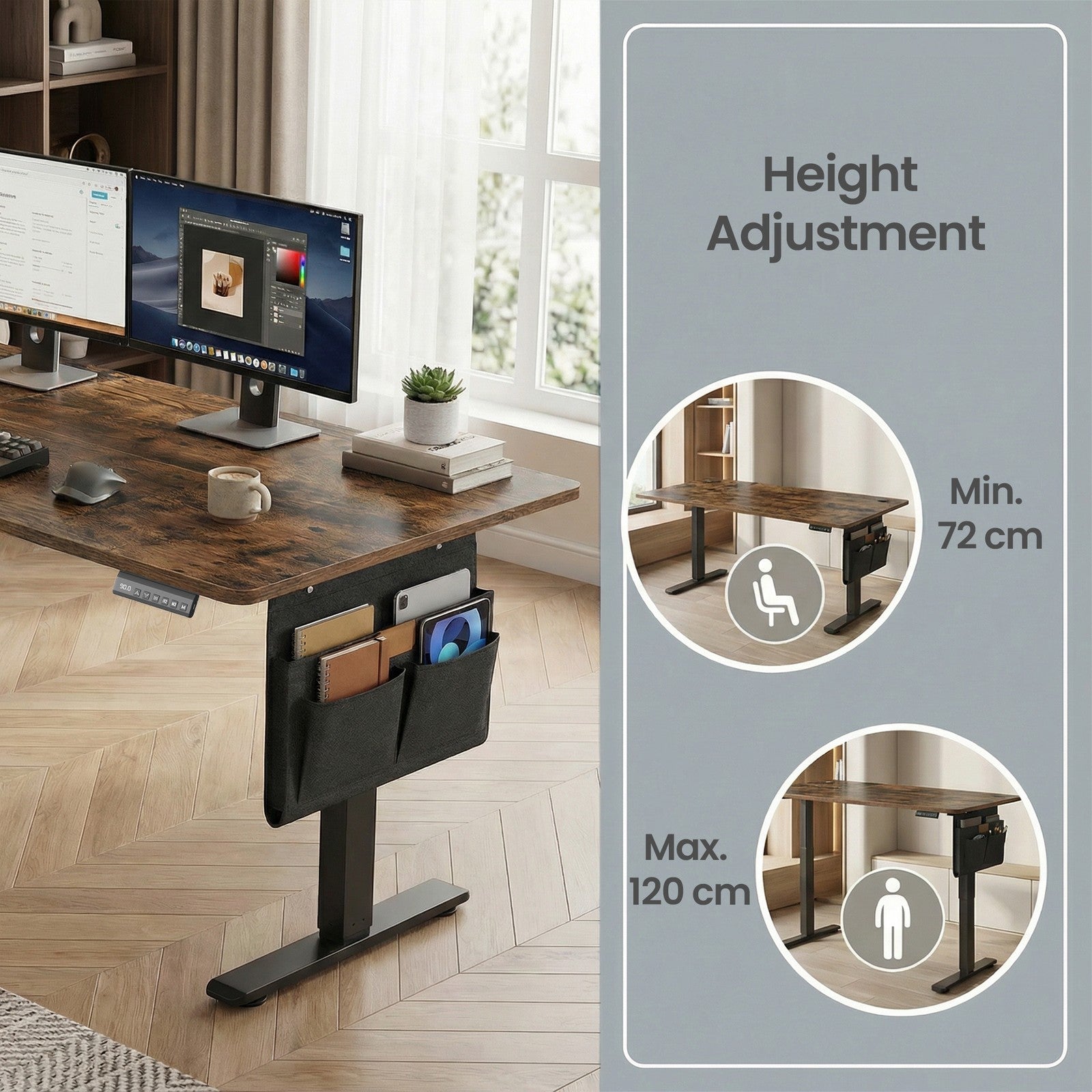 Electric Standing Desk - 60L - Steel - Height Adjustable