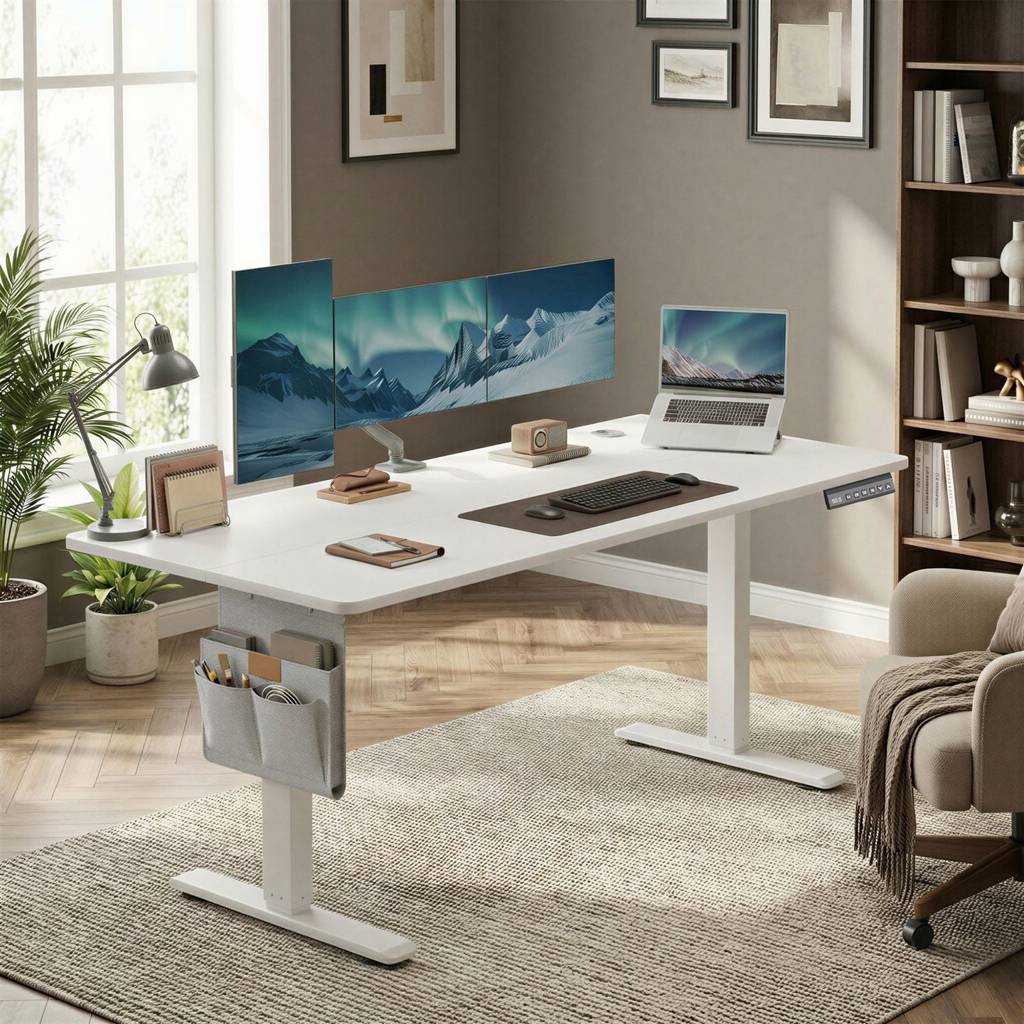 Electric Standing Desk - 77L - Particleboard - Height Adjustable