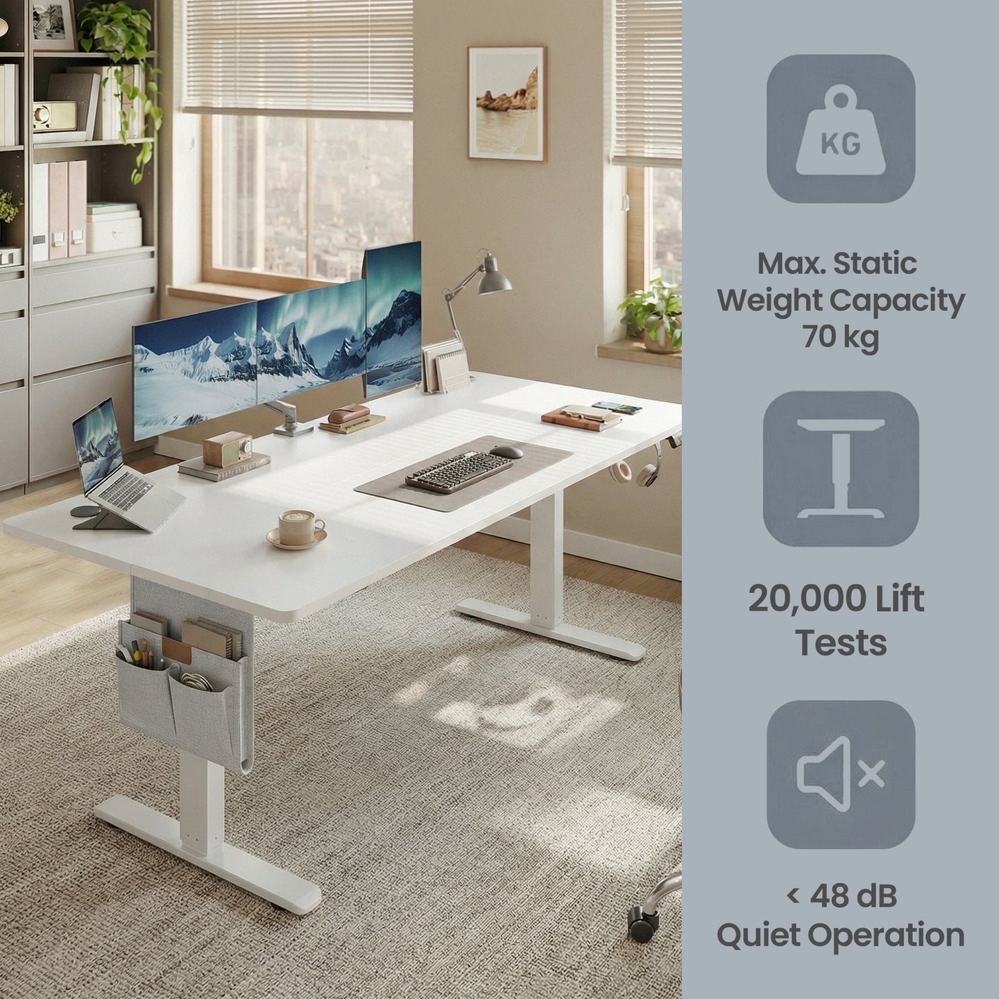 Electric Standing Desk - 77L - Particleboard - Height Adjustable