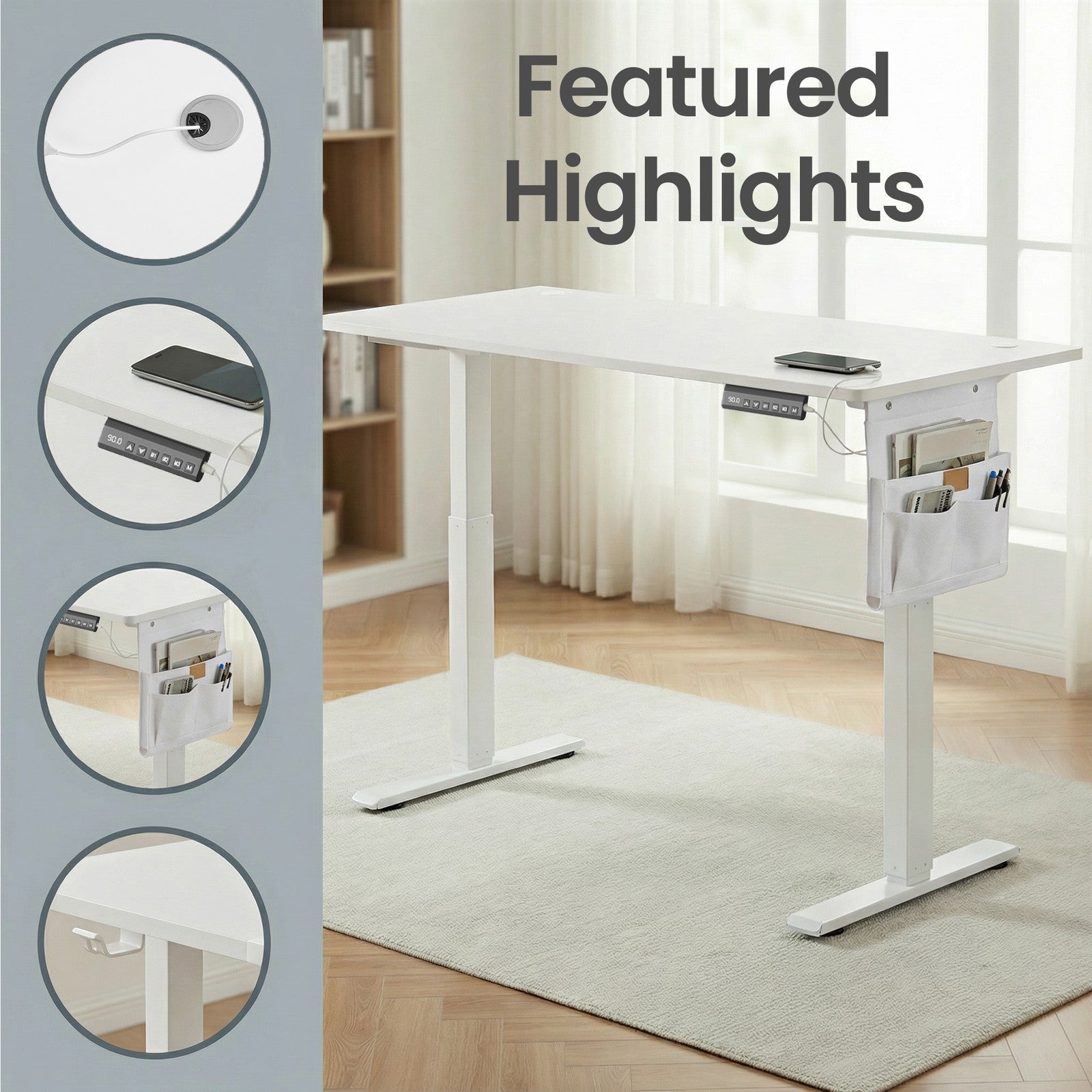 Electric Standing Desk - 77L - Particleboard - Height Adjustable