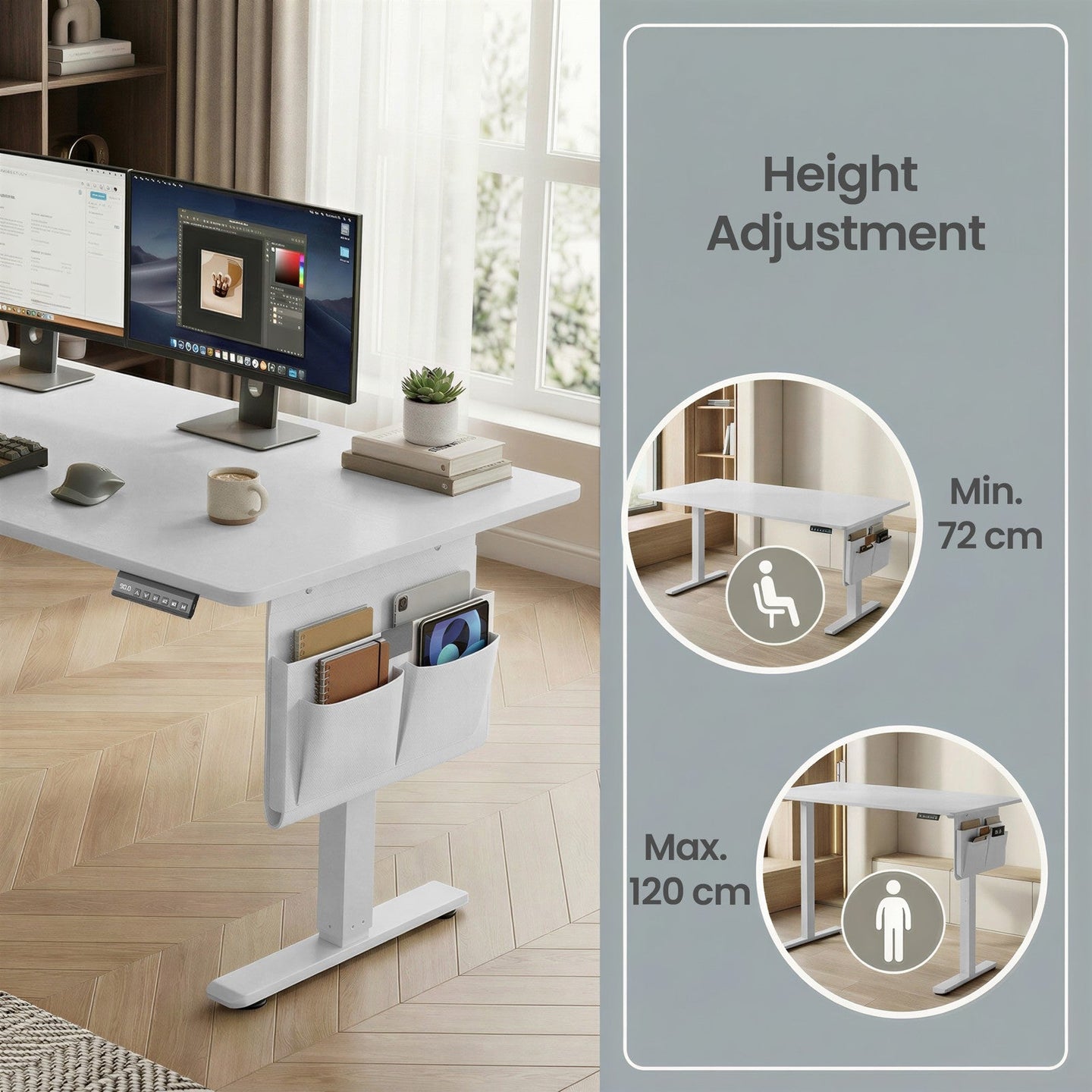 Electric Standing Desk - 77L - Particleboard - Height Adjustable