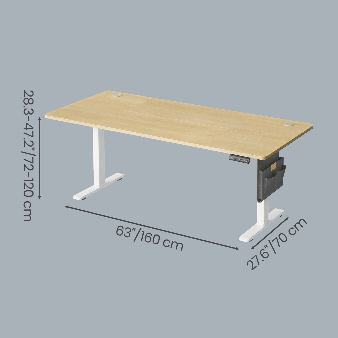 Electric Standing Desk - 70L - Particleboard - Height Adjustable
