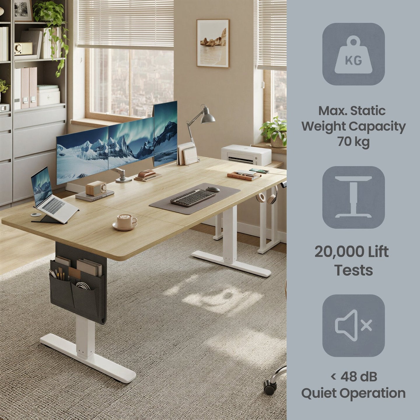 Electric Standing Desk - 70L - Particleboard - Height Adjustable