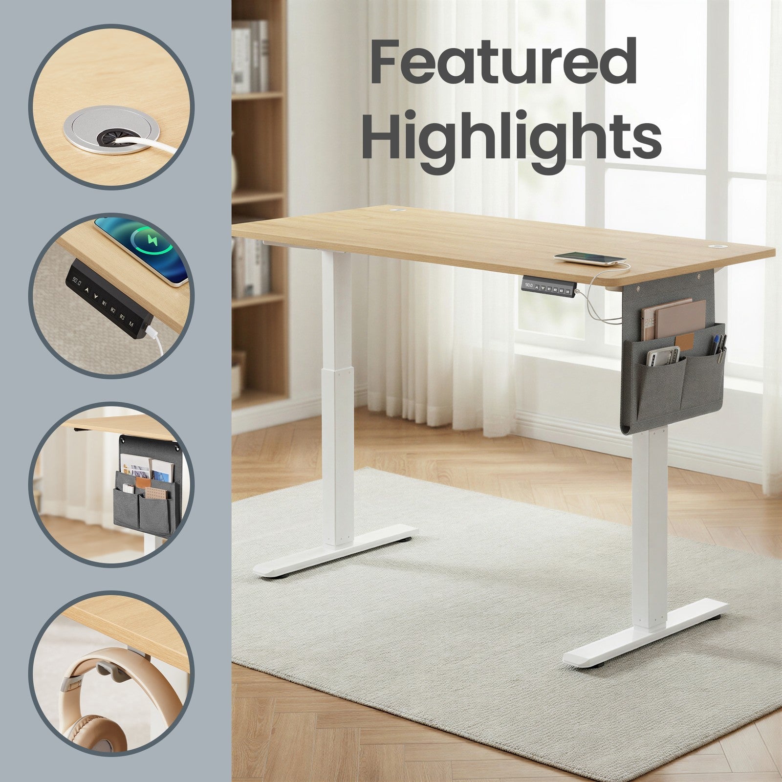 Electric Standing Desk - 70L - Particleboard - Height Adjustable