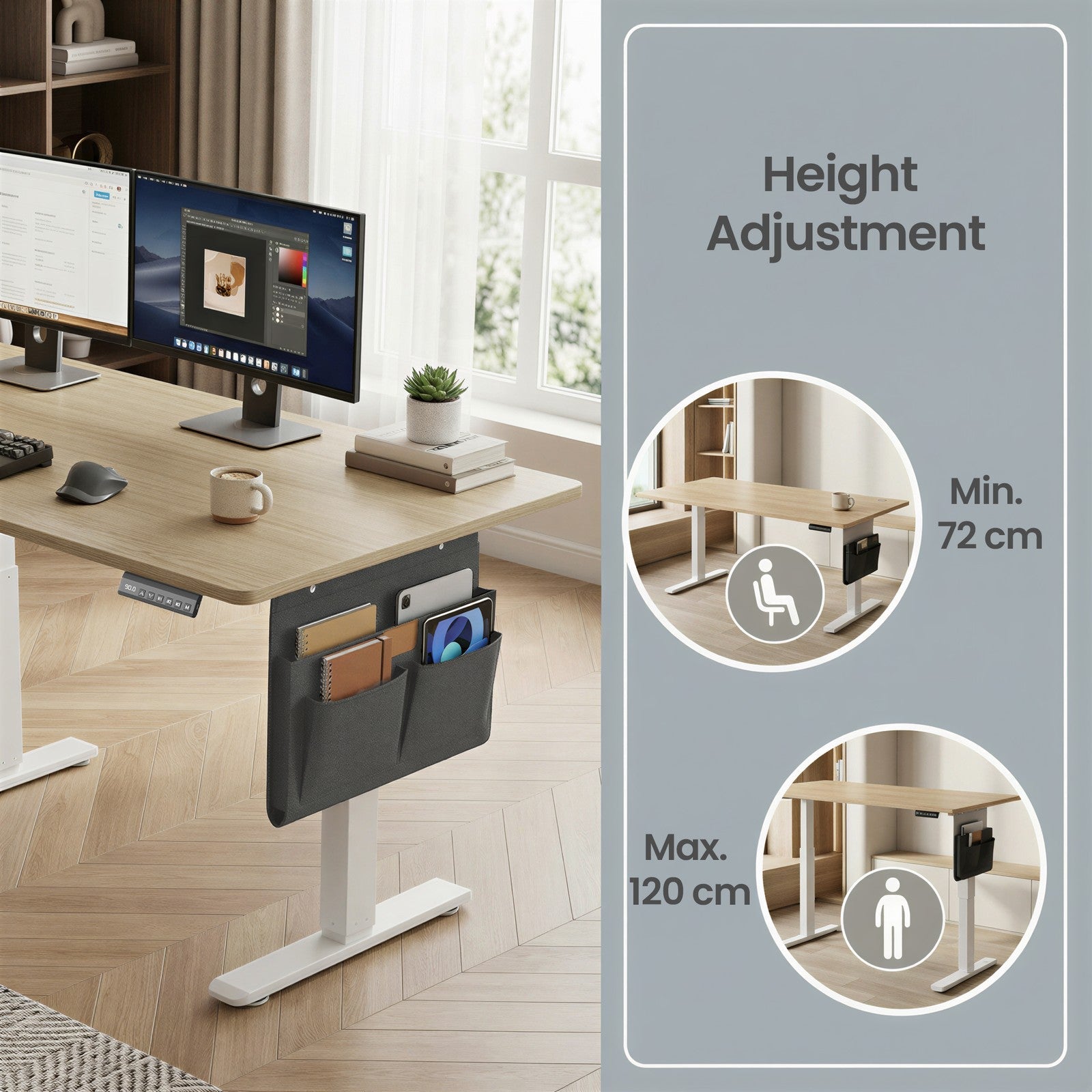Electric Standing Desk - 70L - Particleboard - Height Adjustable