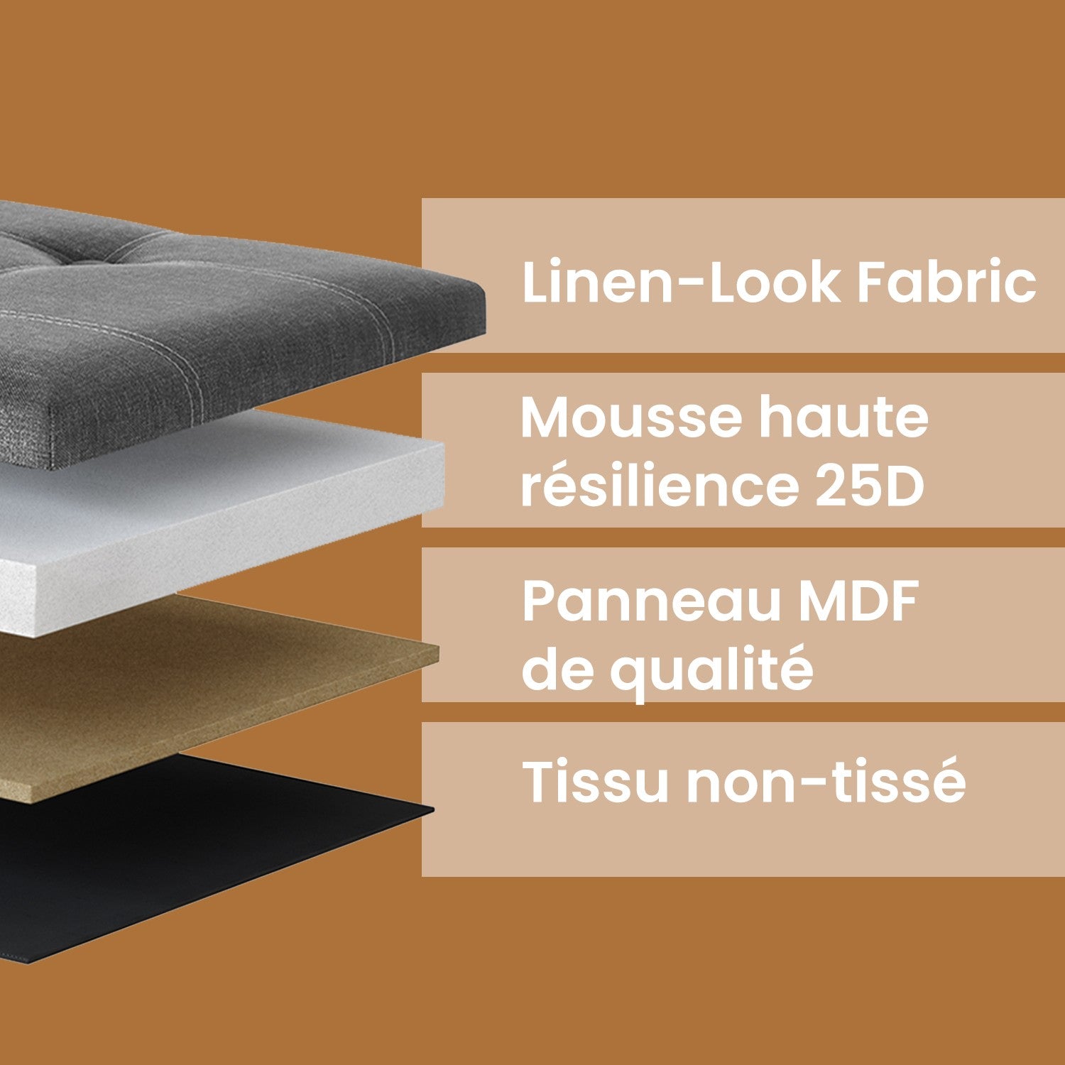 Ottoman Storage Bench - Linen-Look Fabric - Dark Grey