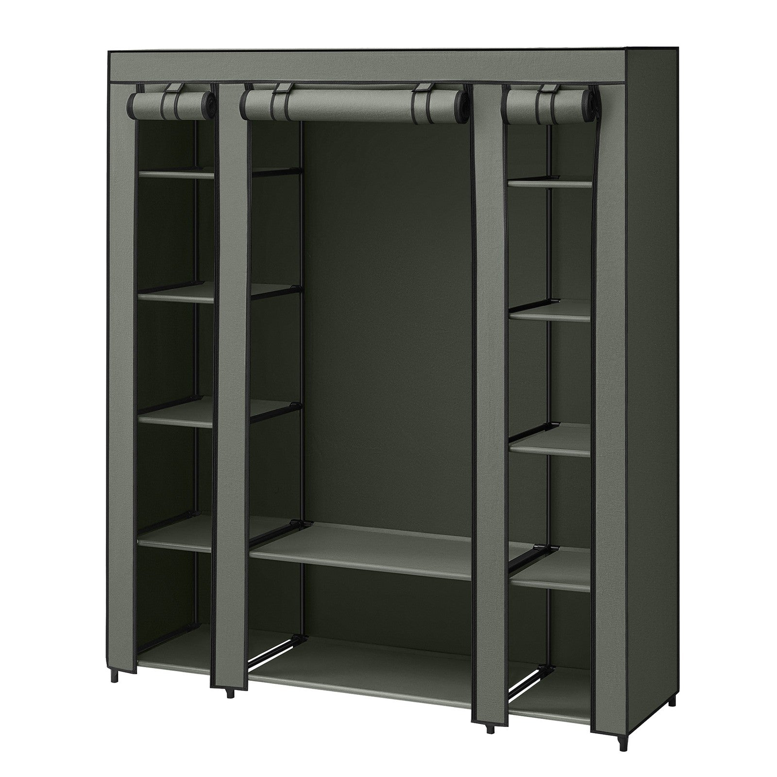Closet Wardrobe - Fabric and Metal Tube - Laurel Green