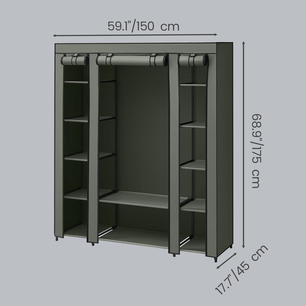 Closet Wardrobe - Fabric and Metal Tube - Laurel Green