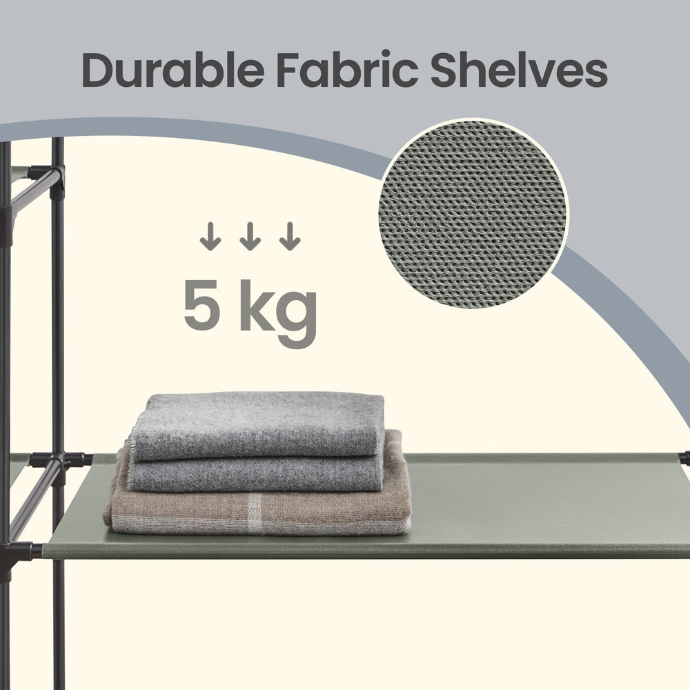Closet Wardrobe - Fabric and Metal Tube - Laurel Green