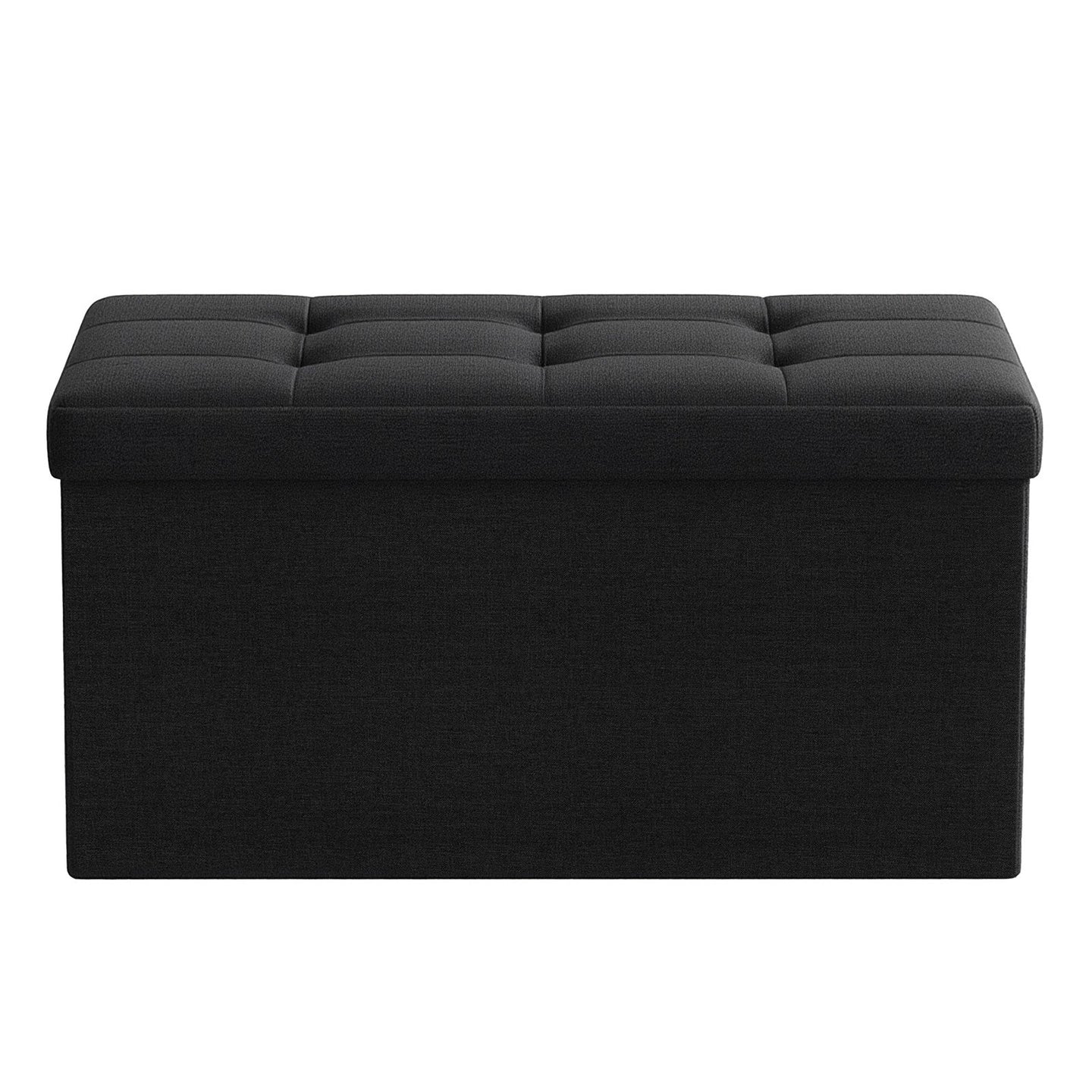 Storage Ottoman Bench - Fabric - Ink Black - Foldable with Storage