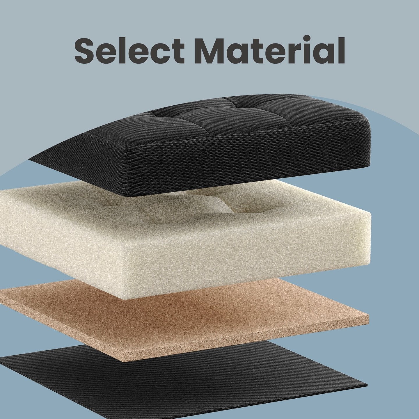 Storage Ottoman Bench - Fabric - Ink Black - Foldable with Storage