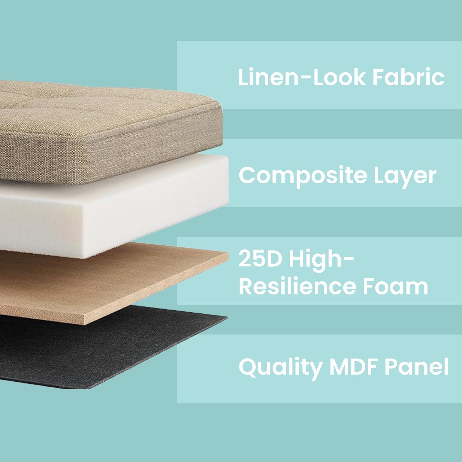 Storage Ottoman Bench - Fabric - Ink Black - Foldable with Storage