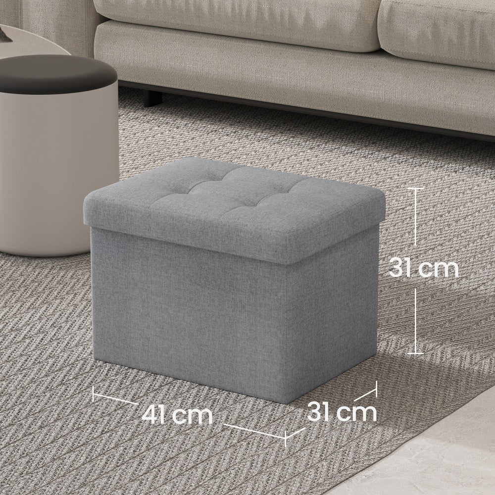 Foldable Storage Ottoman - Fabric - Dark Grey - Cube Foot Rest with 130 kg Capacity