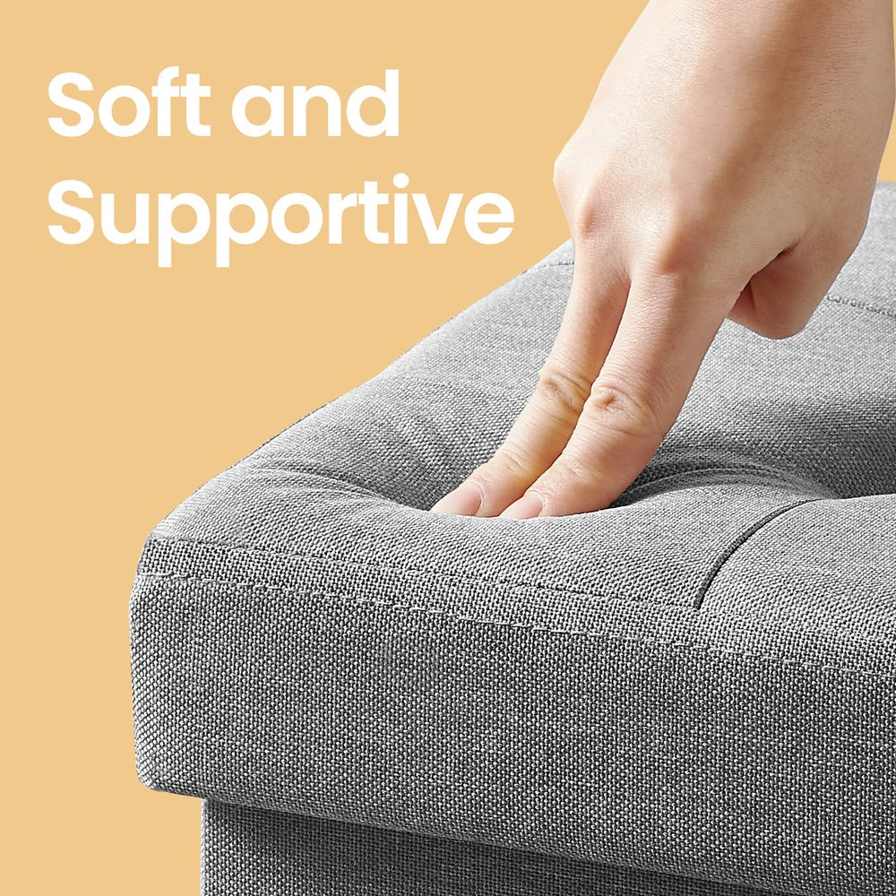 Foldable Storage Ottoman - Fabric - Dark Grey - Cube Foot Rest with 130 kg Capacity