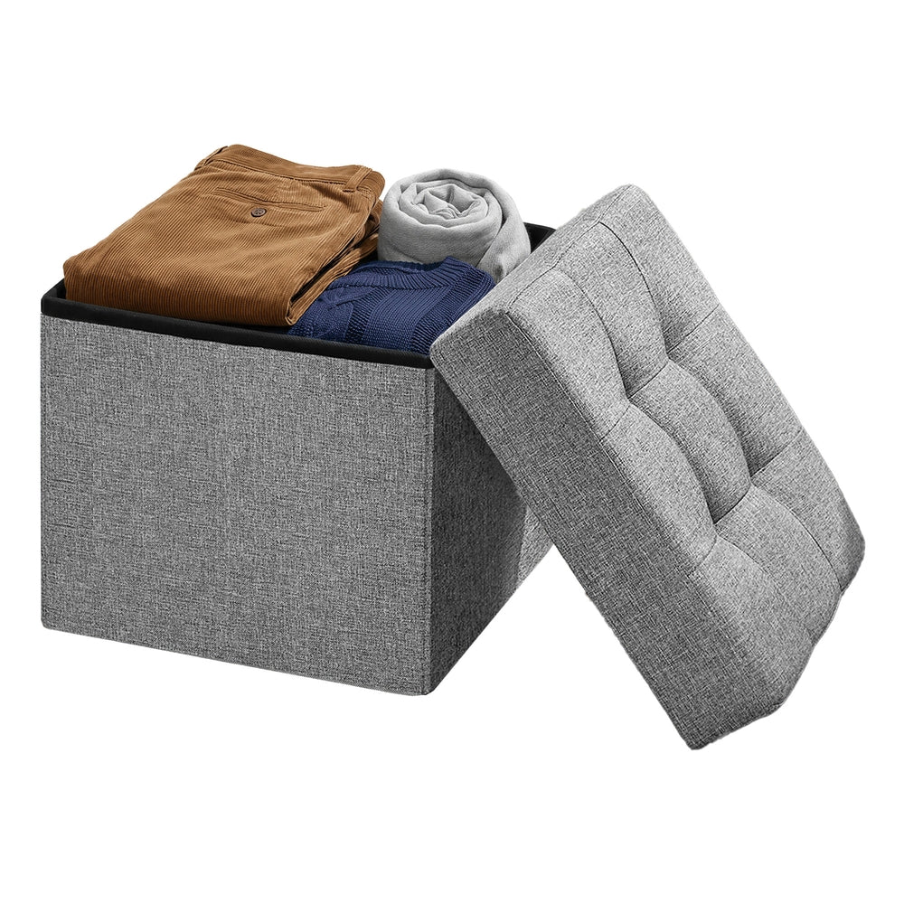 Footstool - 43L - Linen Fabric - Folding Design