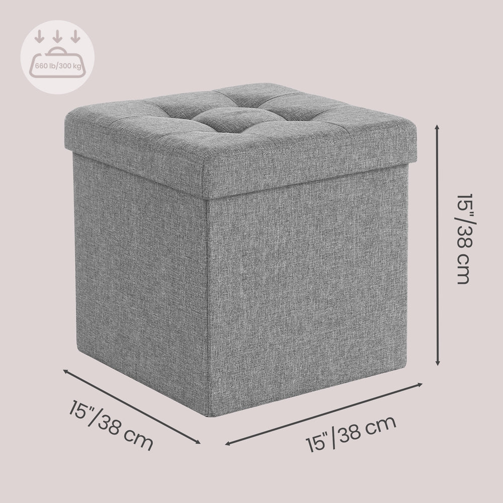 Footstool - 43L - Linen Fabric - Folding Design
