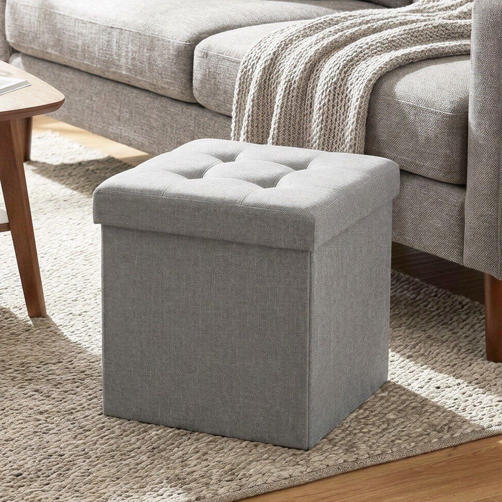 Footstool - 43L - Linen Fabric - Folding Design