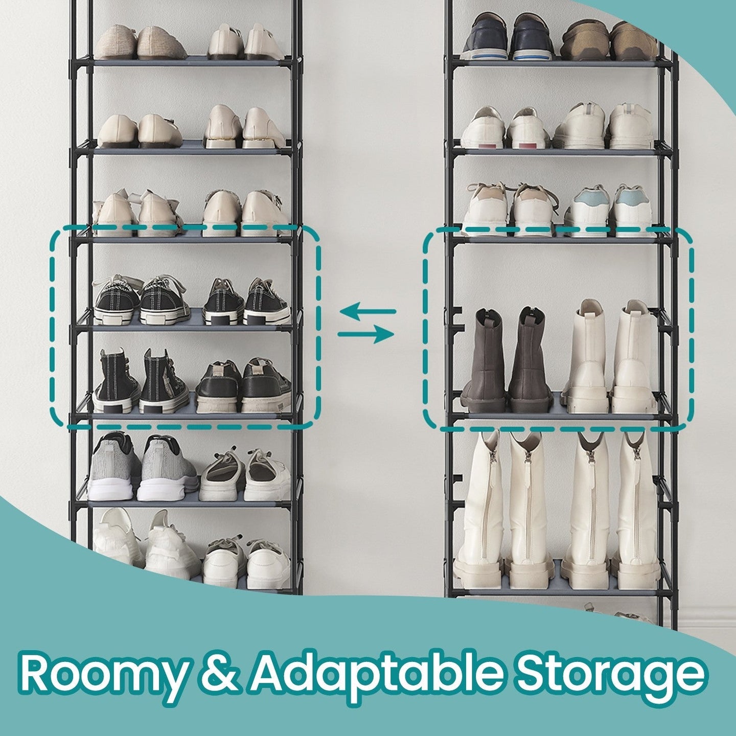 Shoe Rack - Metal Frame - Black