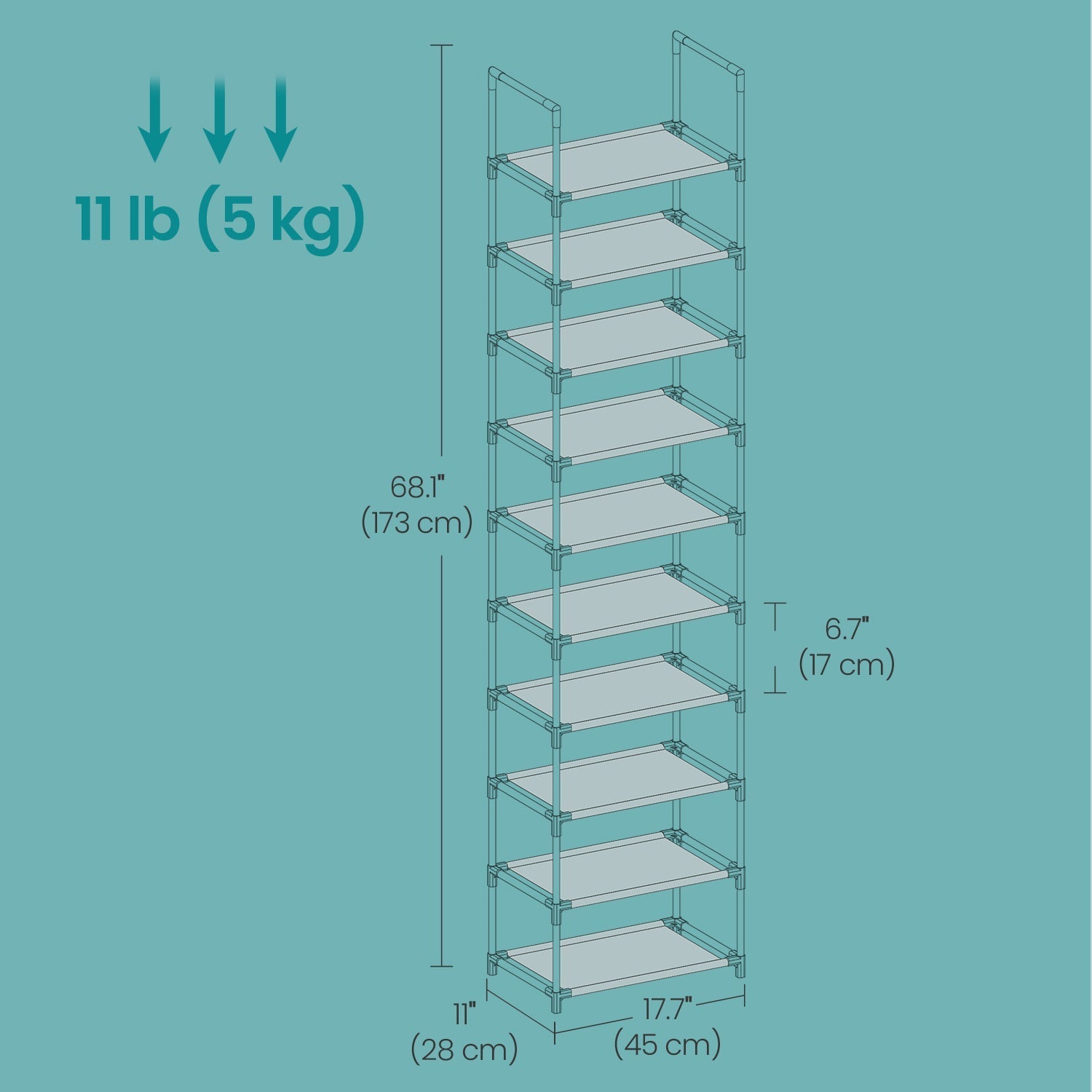 Shoe Rack - Metal Frame - Black