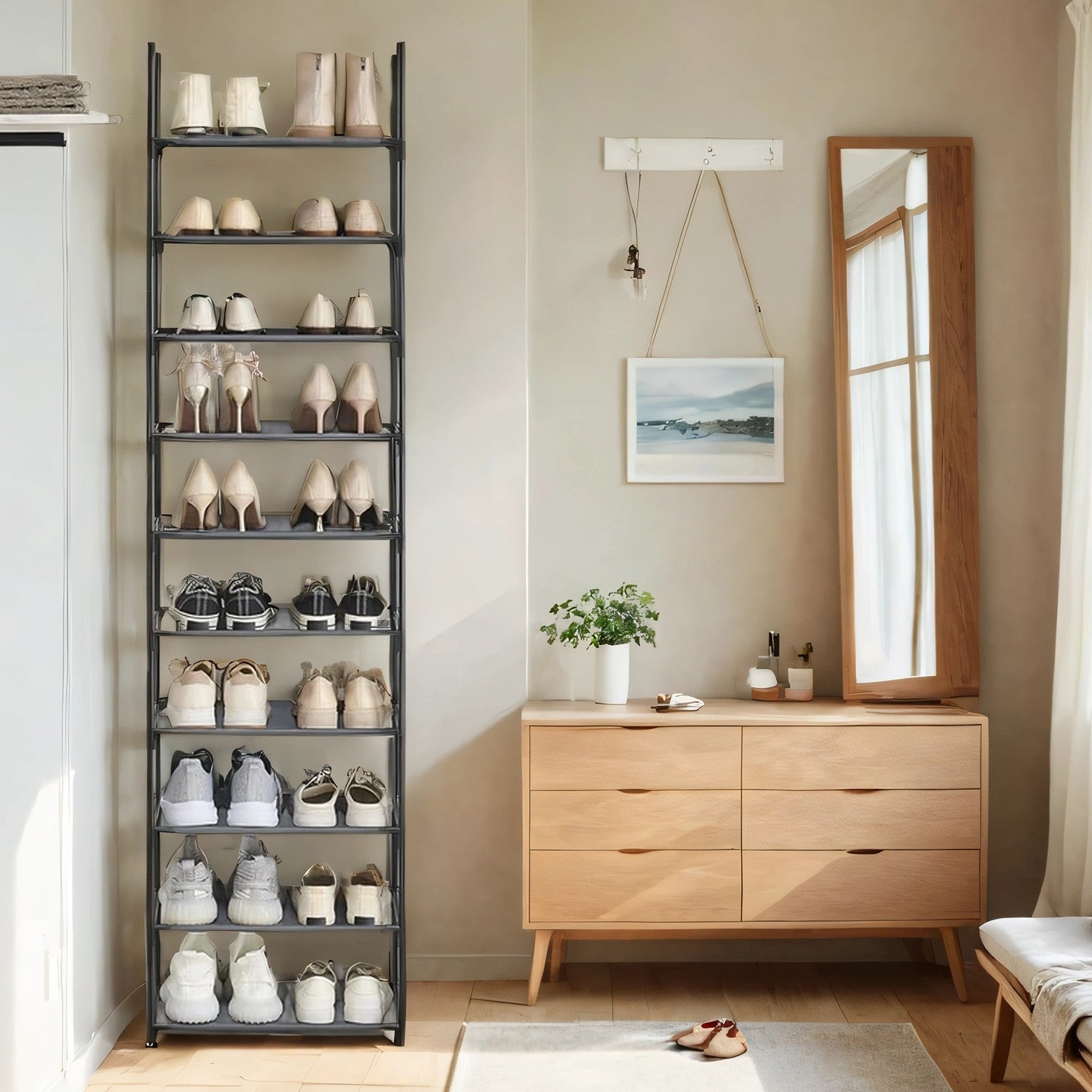 Shoe Rack - Metal Frame - Black