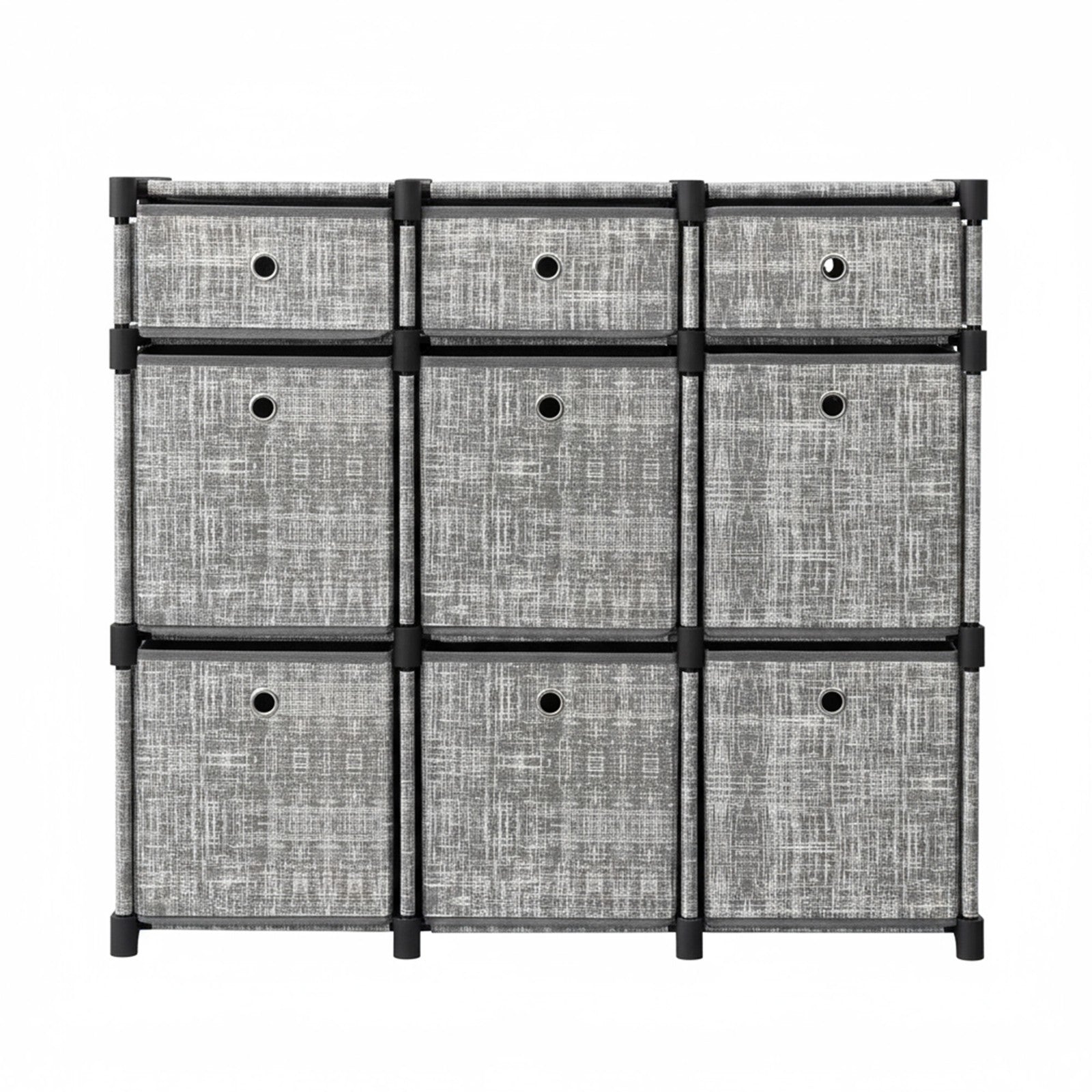 Cube Storage Shelf - Wood - Heather Grey - 9-Drawer Organizer for Living Room and Bedroom