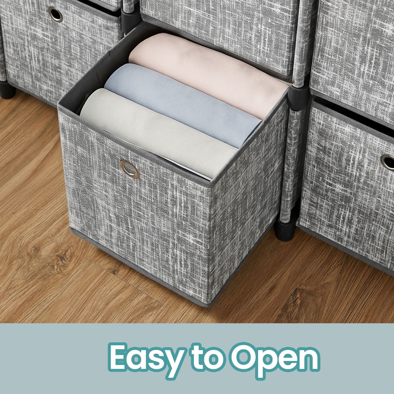 Cube Storage Shelf - Wood - Heather Grey - 9-Drawer Organizer for Living Room and Bedroom