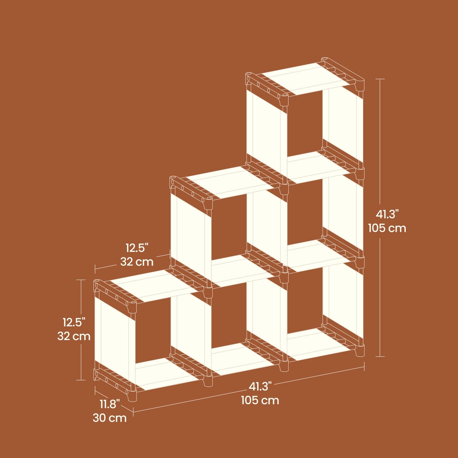 6-Cube Bookcase - 105L - Non-Woven Fabric - Maximum Load 48kg