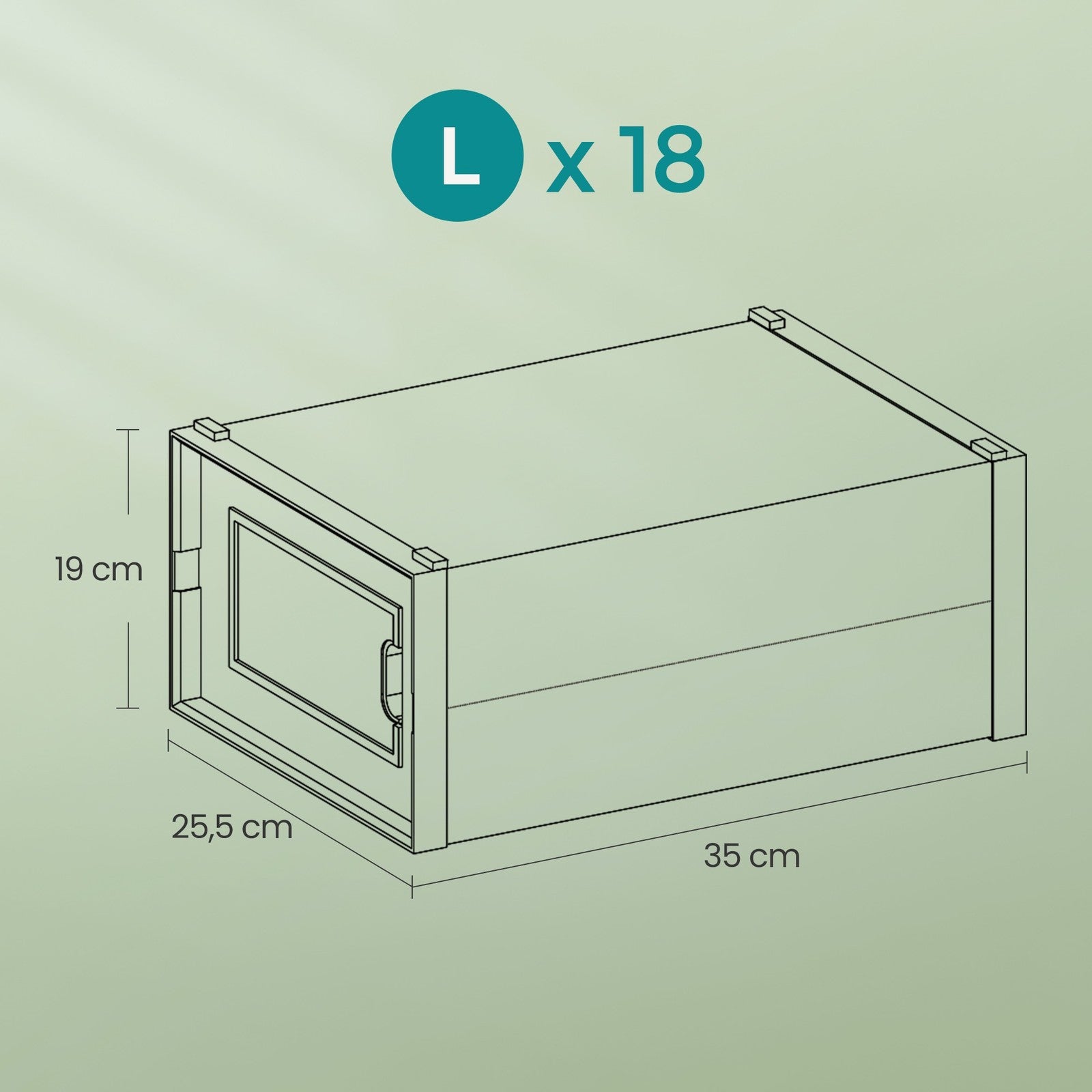 Stackable Shoe Storage Organizers - Plastic - Transparent - Pack of 18