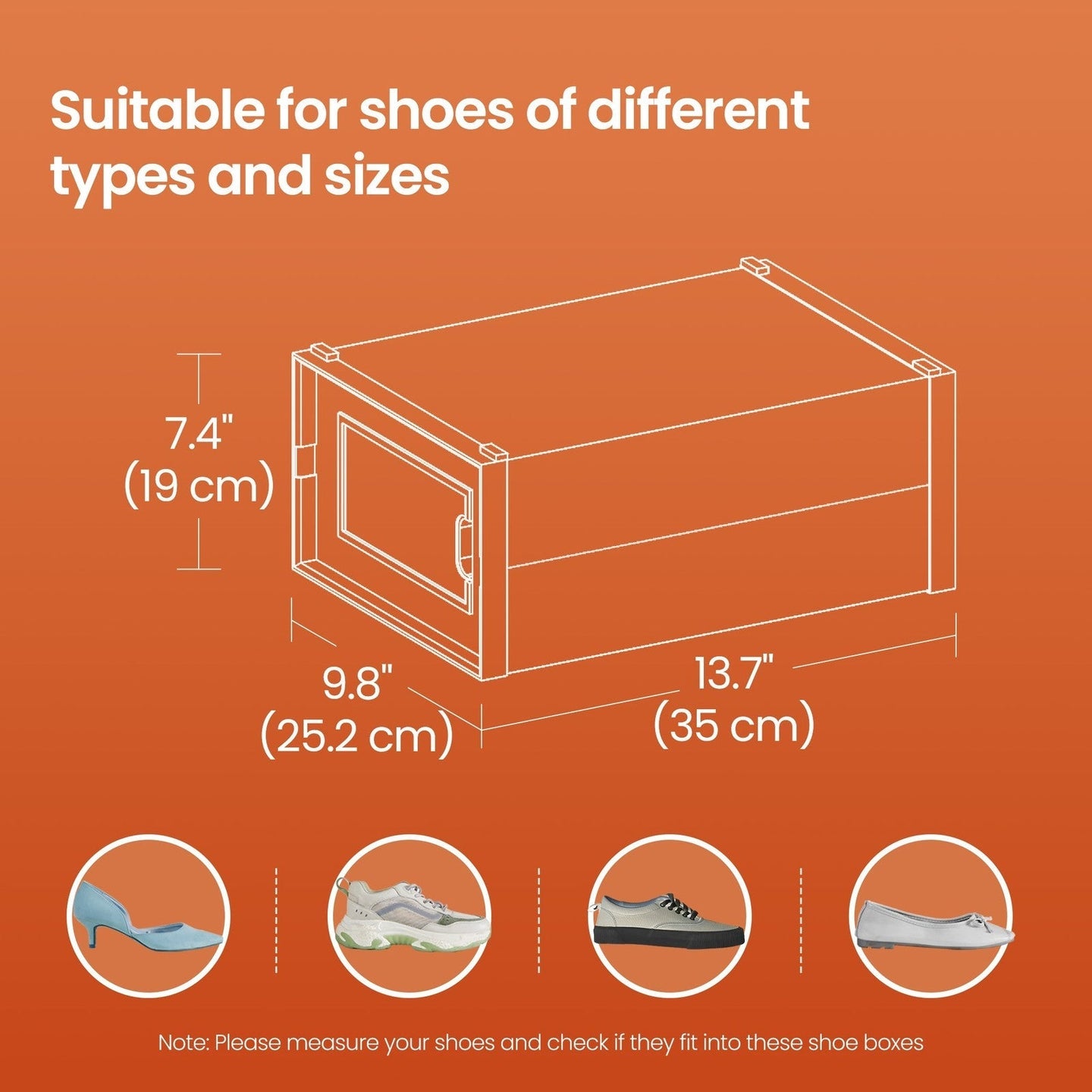 Shoe Storage Organizers - Plastic - Transparent and White - Set of 18 Stackable and Foldable Boxes