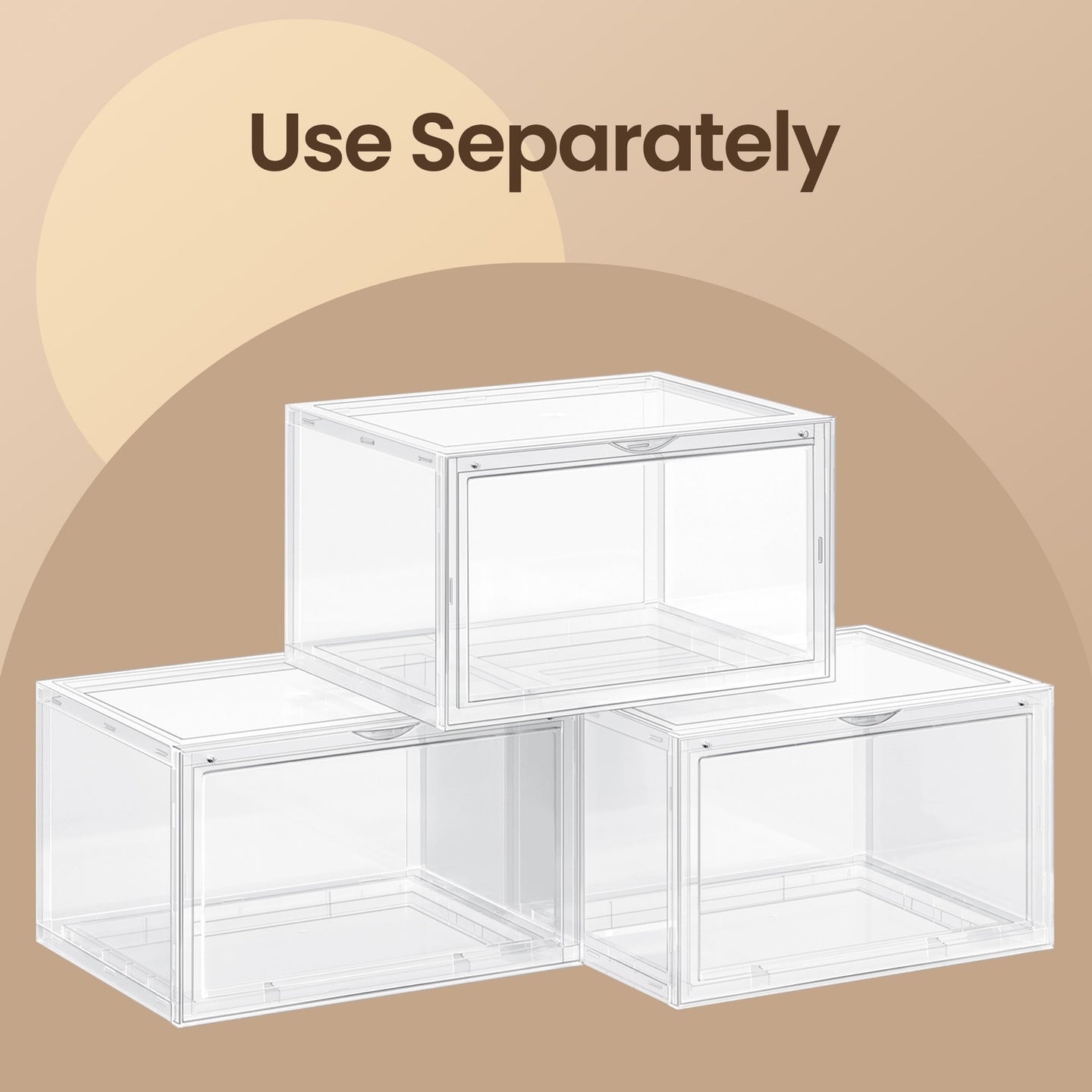 Pack of 3 Shoe Boxes - PP Body and PS Front Door - Transparent