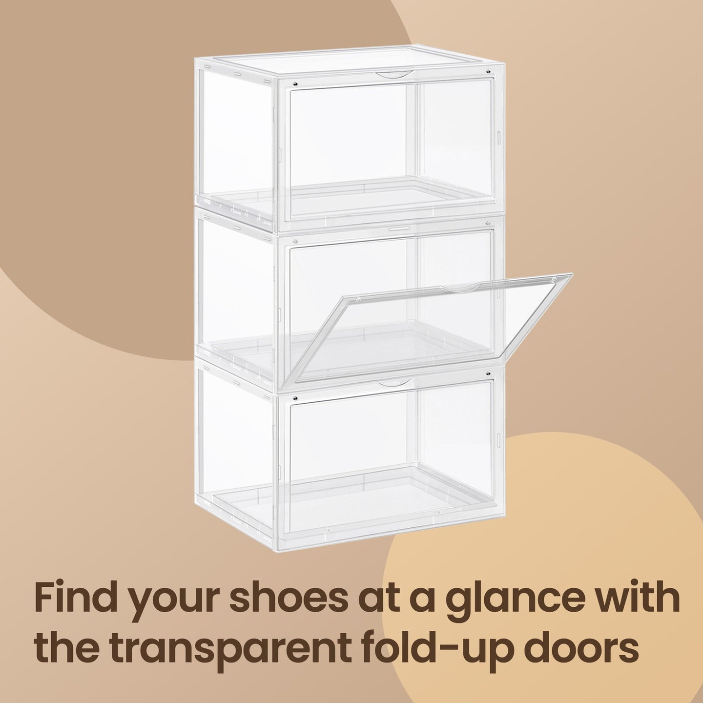 Pack of 3 Shoe Boxes - PP Body and PS Front Door - Transparent