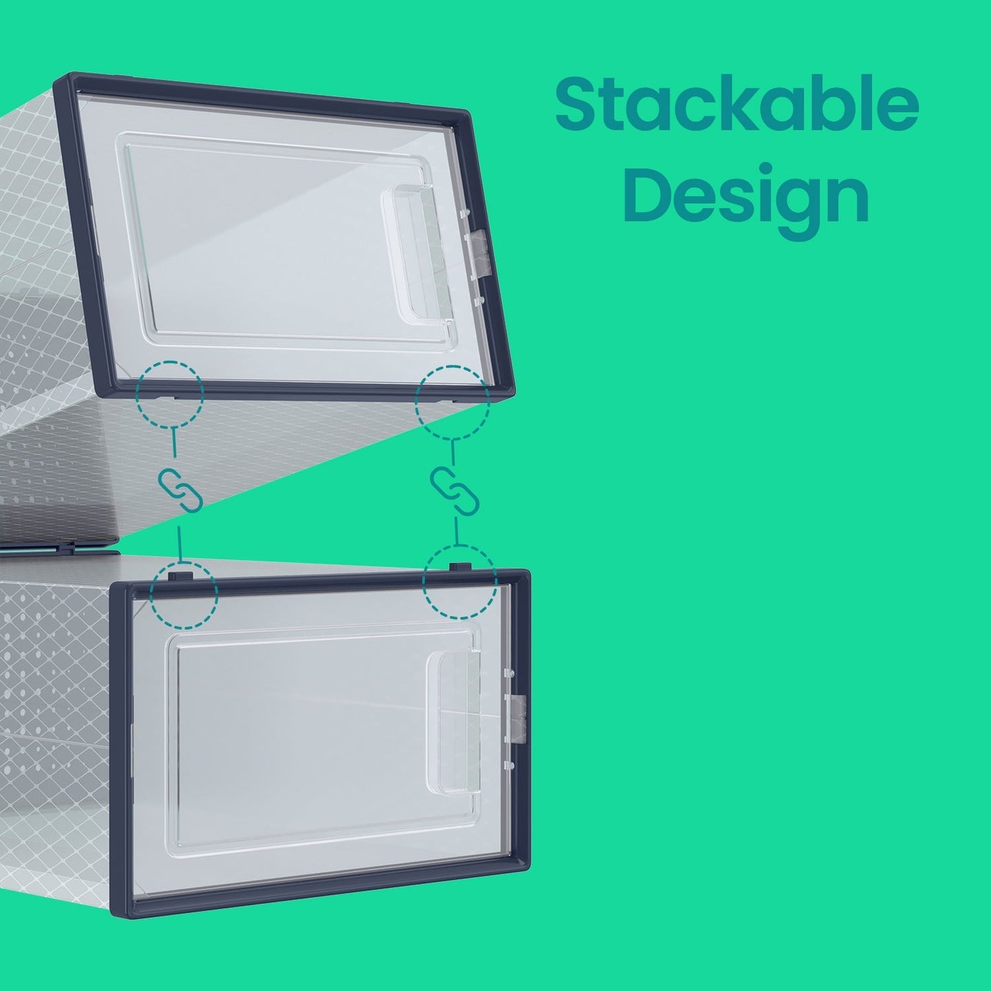 Shoe Storage Box Set - Clear Plastic - Transparent - Stackable and Foldable