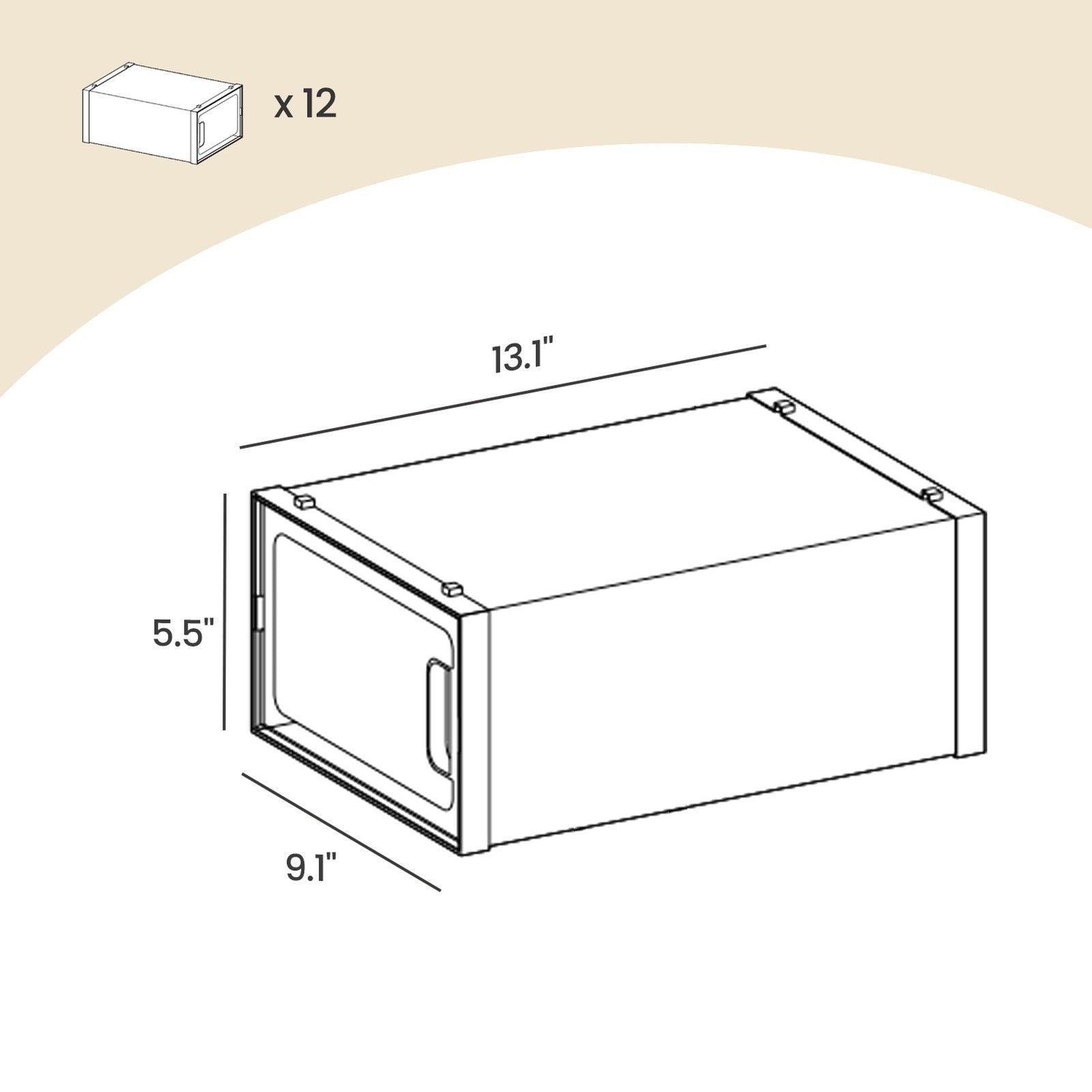 Set of 12 Stackable Shoe Boxes - Plastic - Transparent - Breathable and Foldable Design