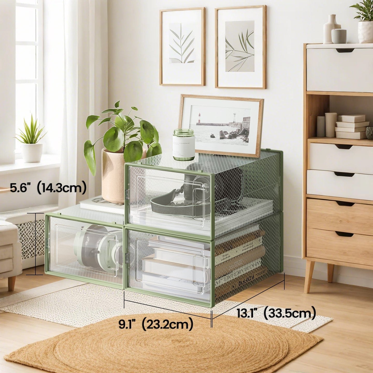 Shoe Storage Organizers - Pack of 12 - Transparent and White - Stackable Design