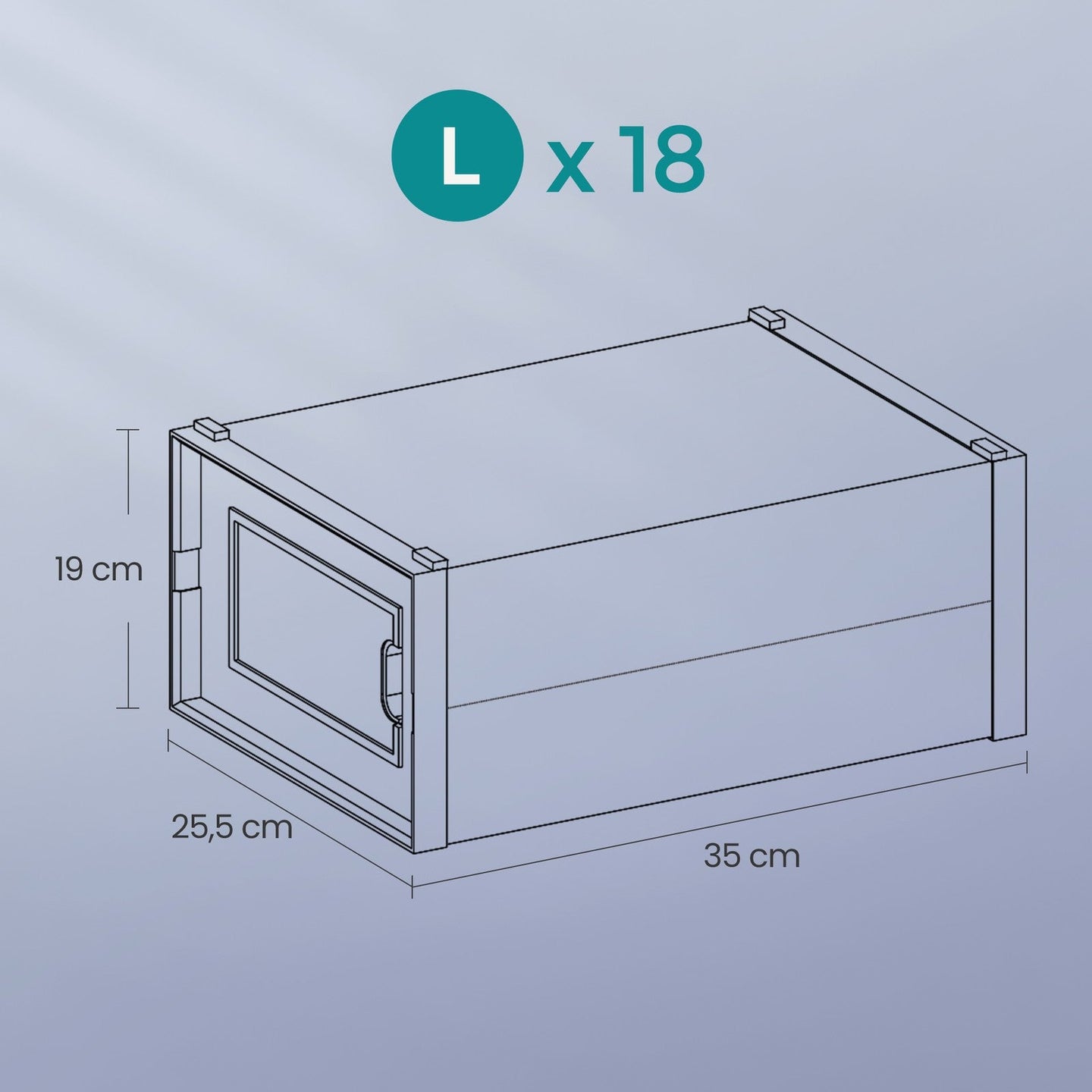 Pack of 18 Stackable Shoe Storage Organizers - Fits UK Size 13 - Transparent and White - Ideal for Space-Saving Organization
