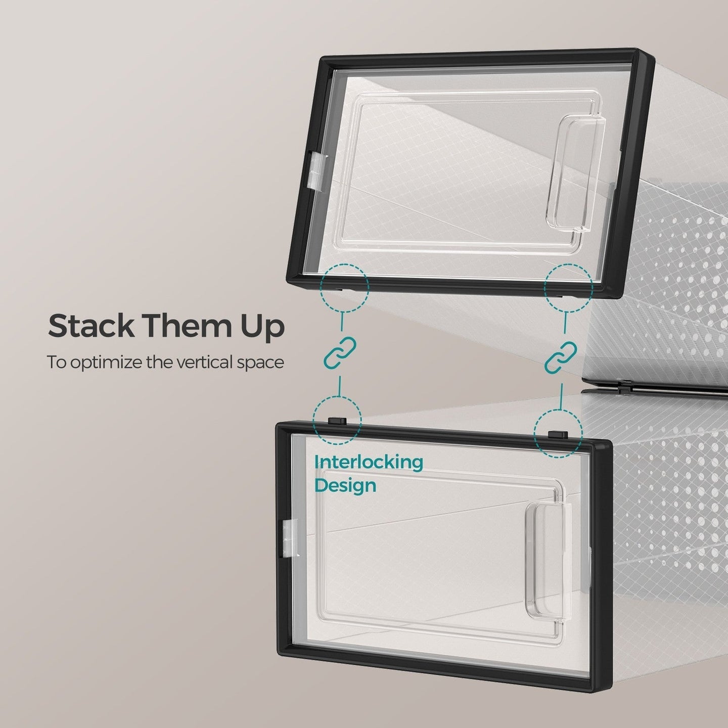 Shoe Storage Organizers - Plastic - Transparent and White - Stackable