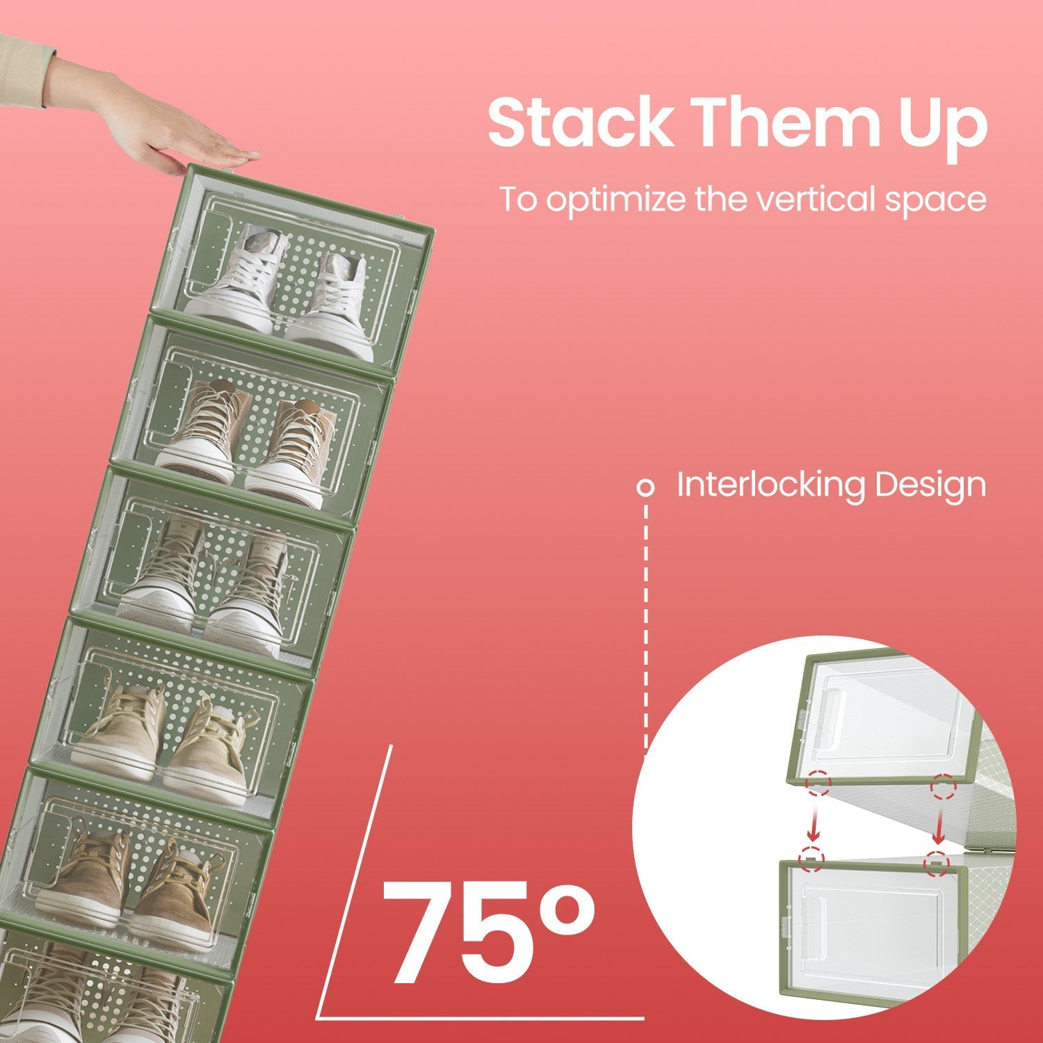 Shoe Storage Organizers - Plastic - Transparent and White - Stackable