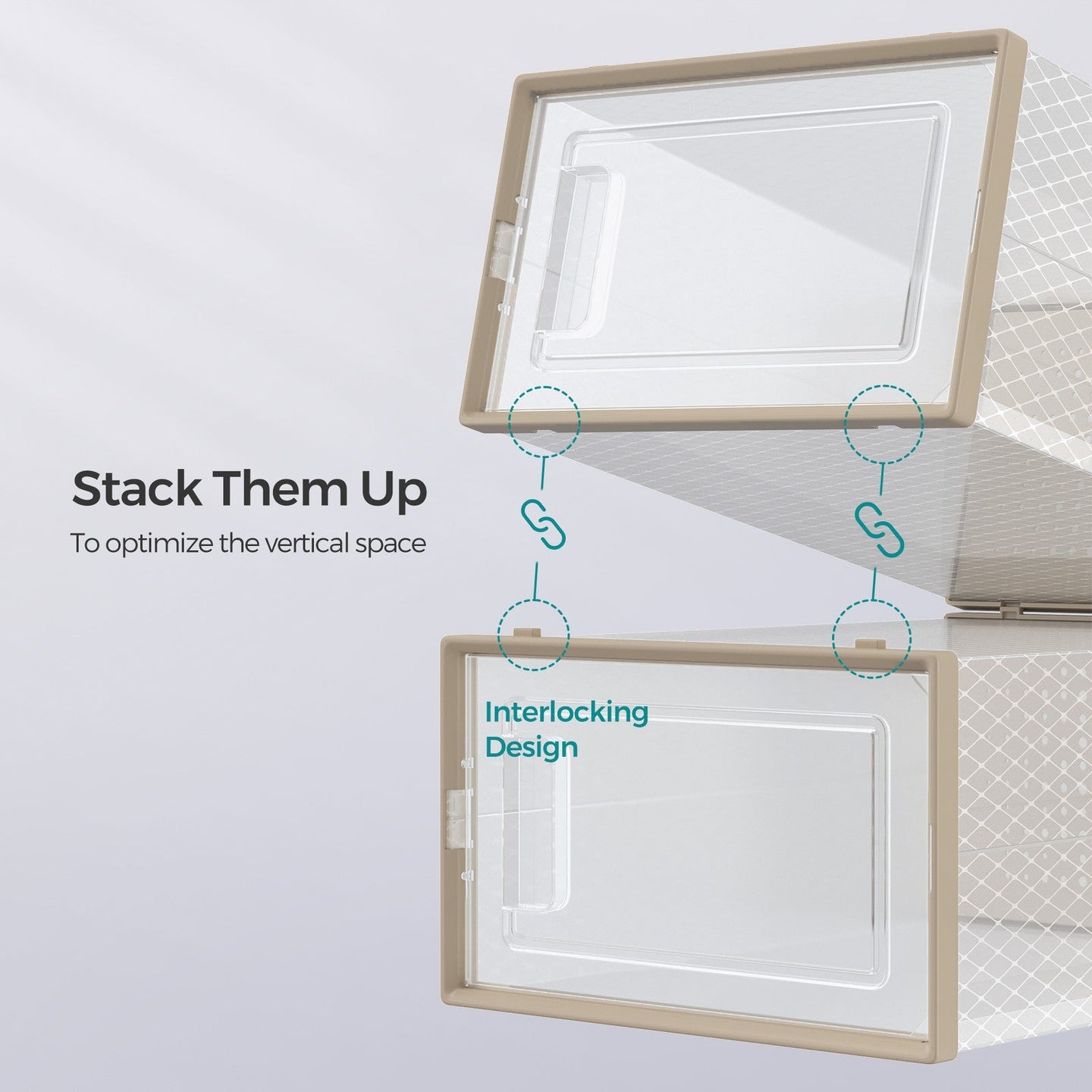 Shoe Storage Organizers - Plastic - Transparent and White - Stackable