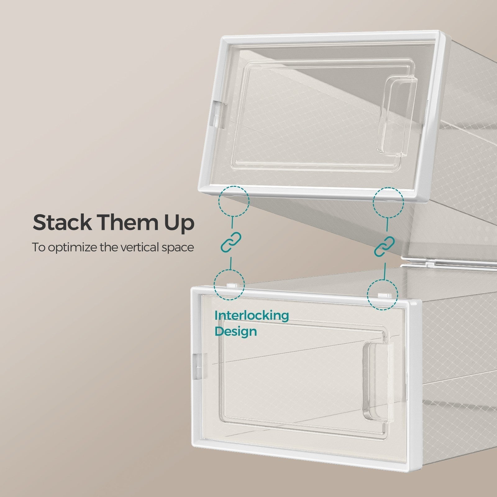 Shoe Storage Organizers - Plastic - Transparent and White - Stackable