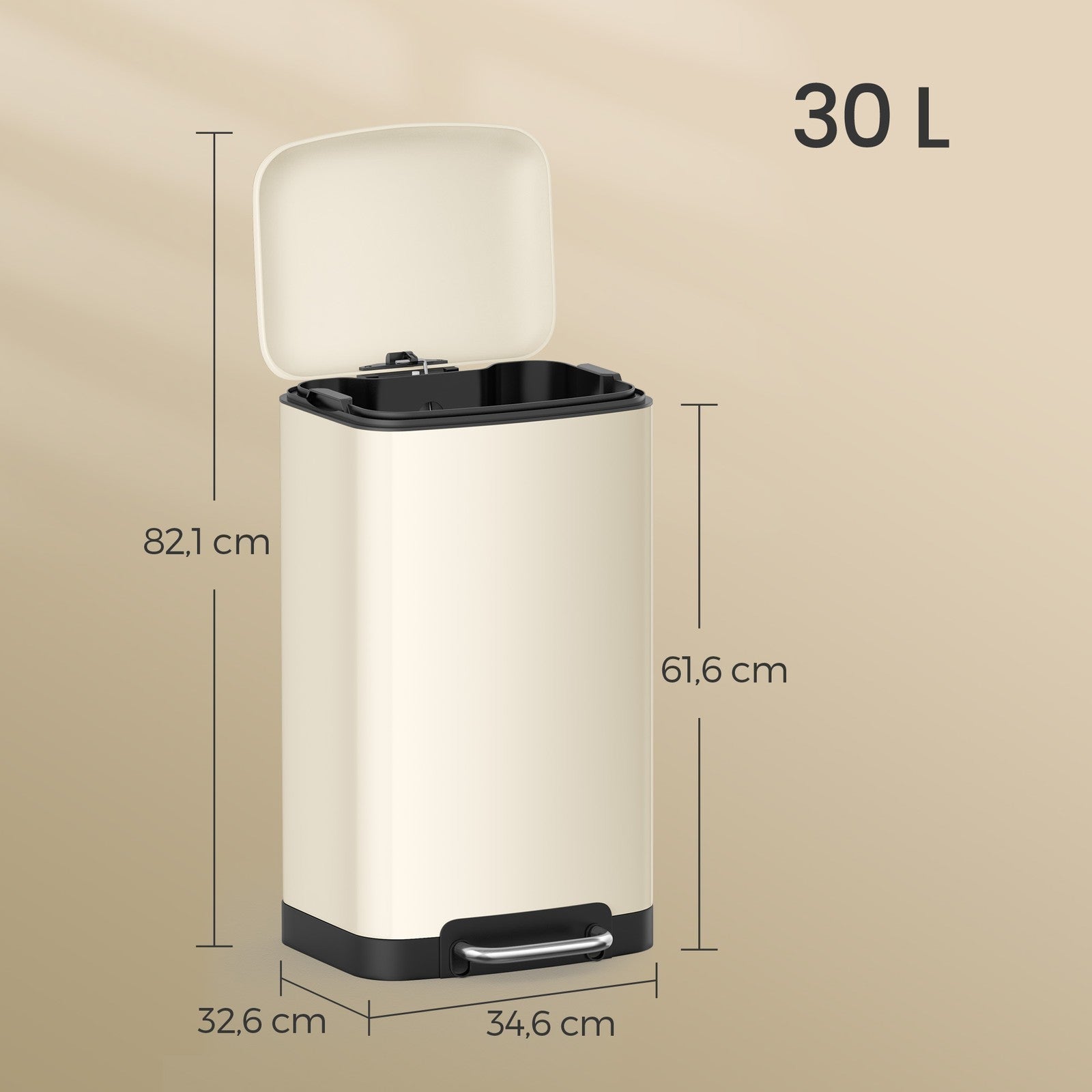 Pedal Bin - Stainless Steel - Silver - 30L Capacity with Soft Close Lid