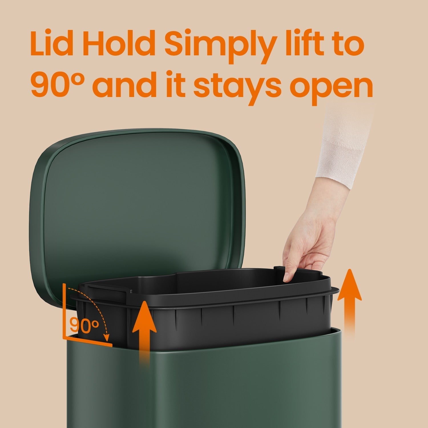 Pedal Rubbish Bin - Stainless Steel - Green - 30 Litre Capacity with Soft-Close Lid and Inner Bucket